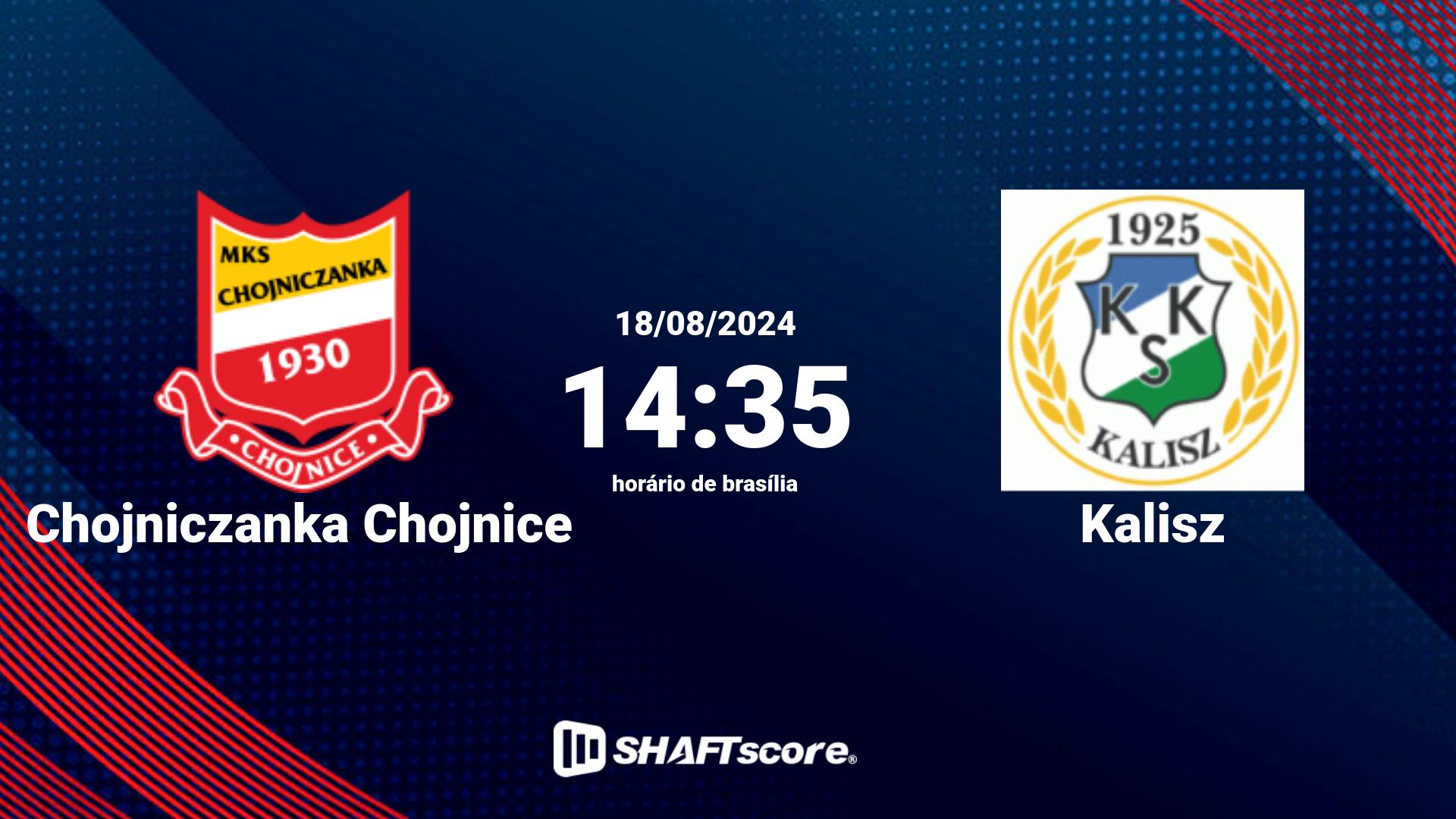 Estatísticas do jogo Chojniczanka Chojnice vs Kalisz 18.08 14:35