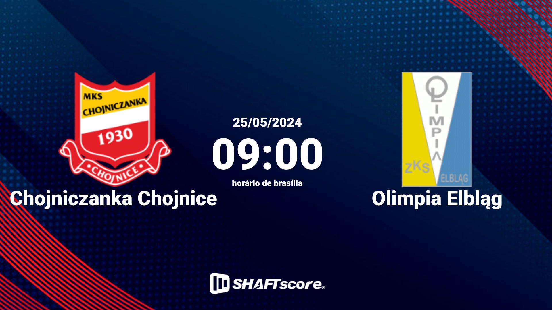 Estatísticas do jogo Chojniczanka Chojnice vs Olimpia Elbląg 25.05 09:00