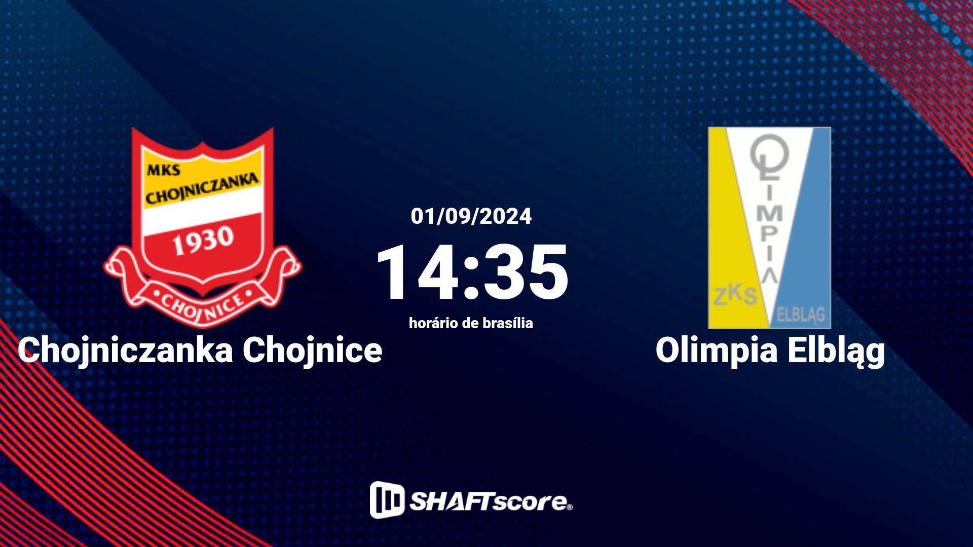 Estatísticas do jogo Chojniczanka Chojnice vs Olimpia Elbląg 01.09 14:35