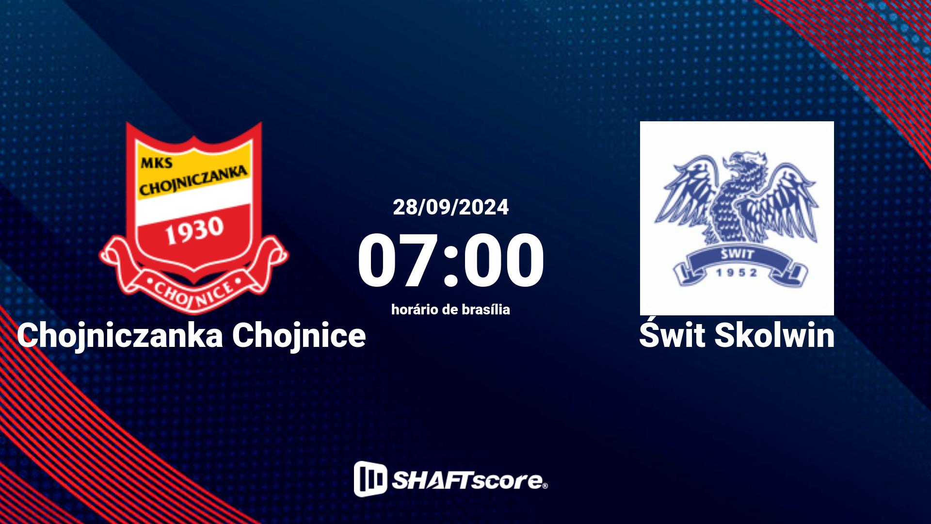 Estatísticas do jogo Chojniczanka Chojnice vs Świt Skolwin 28.09 07:00