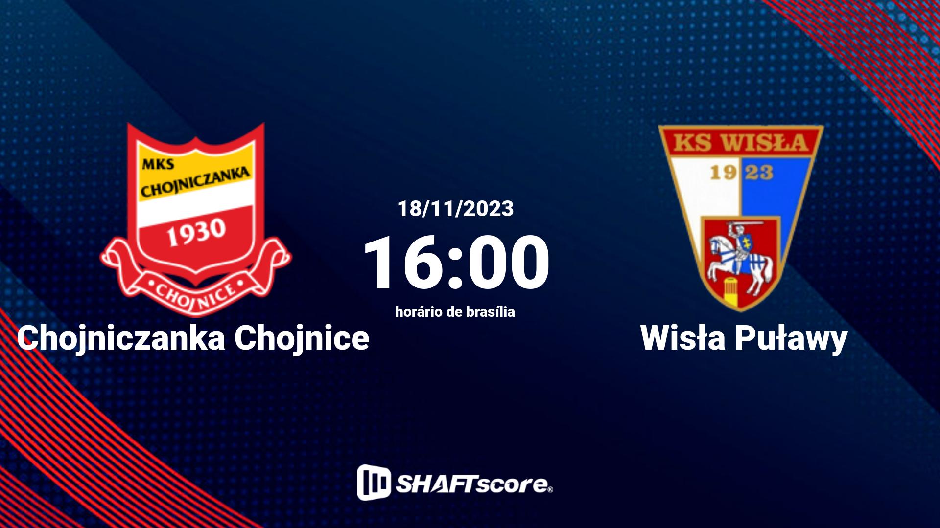 Estatísticas do jogo Chojniczanka Chojnice vs Wisła Puławy 18.11 16:00