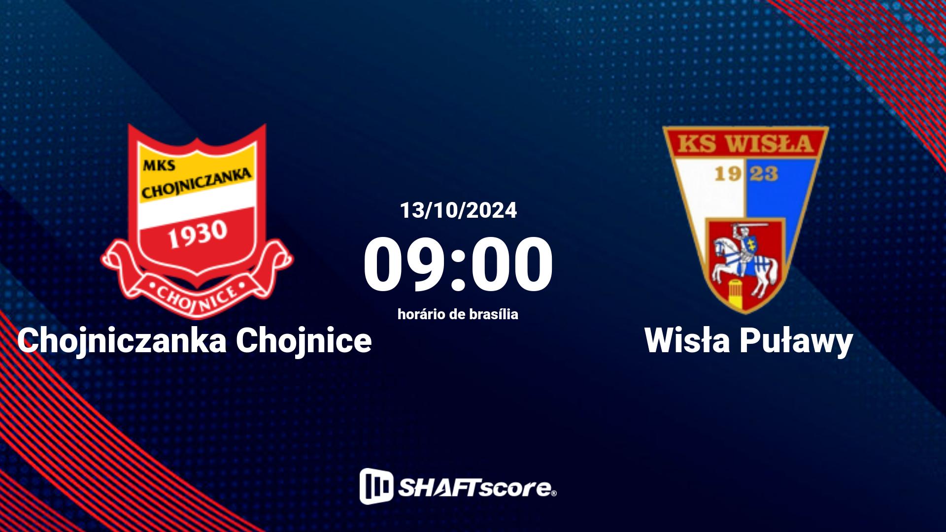 Estatísticas do jogo Chojniczanka Chojnice vs Wisła Puławy 13.10 09:00