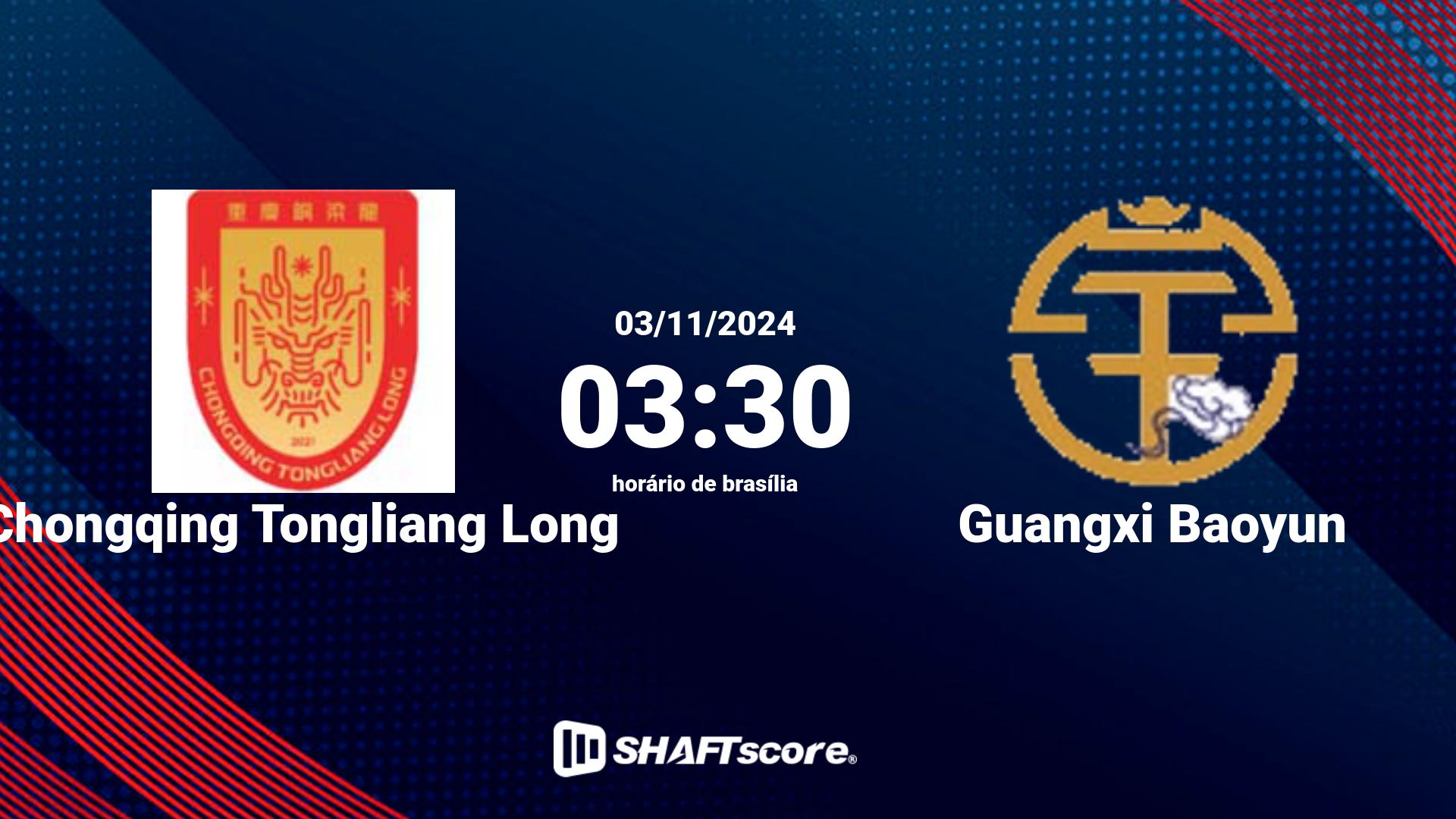 Estatísticas do jogo Chongqing Tongliang Long vs Guangxi Baoyun 03.11 03:30