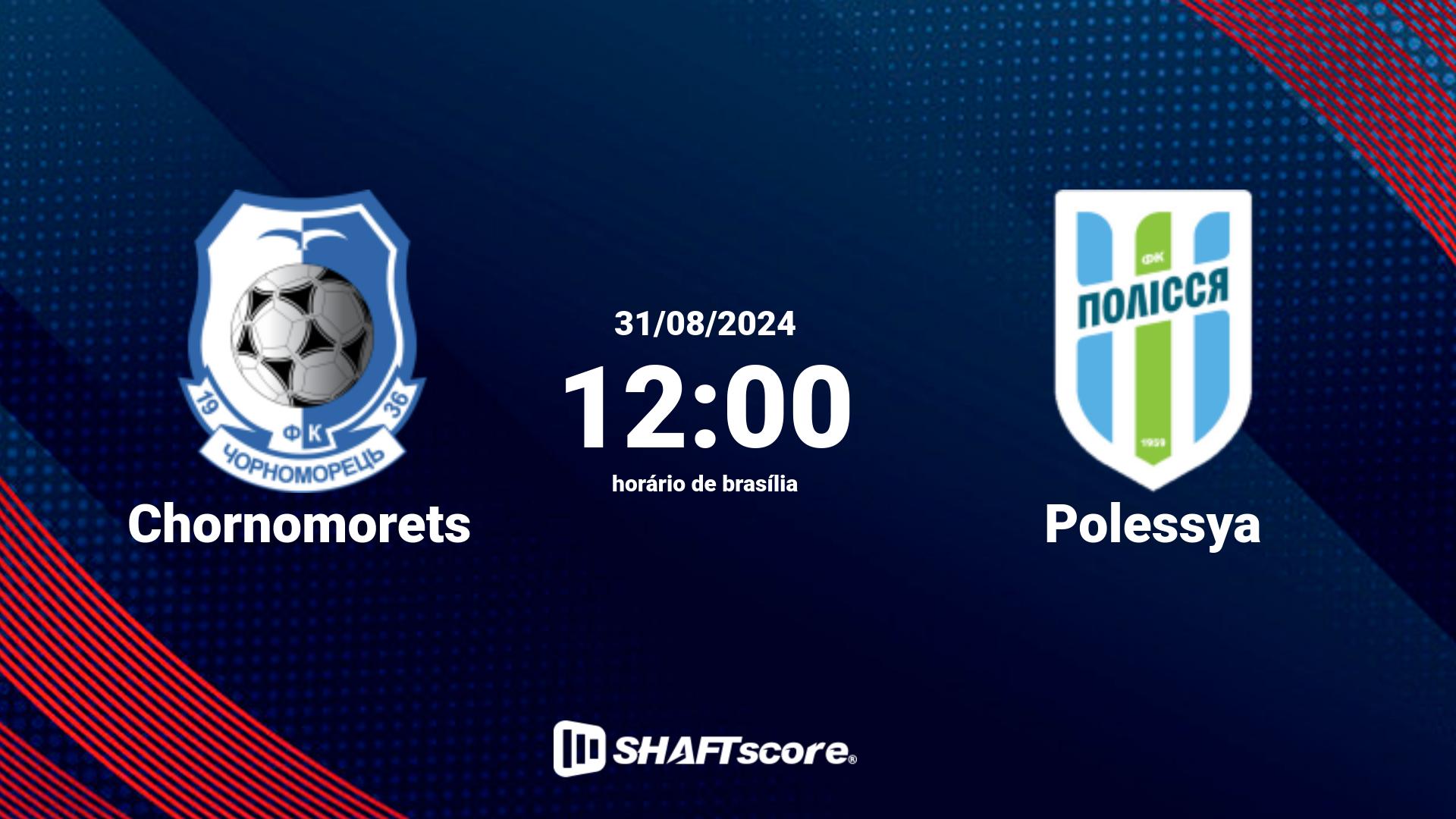 Estatísticas do jogo Chornomorets vs Polessya 31.08 12:00