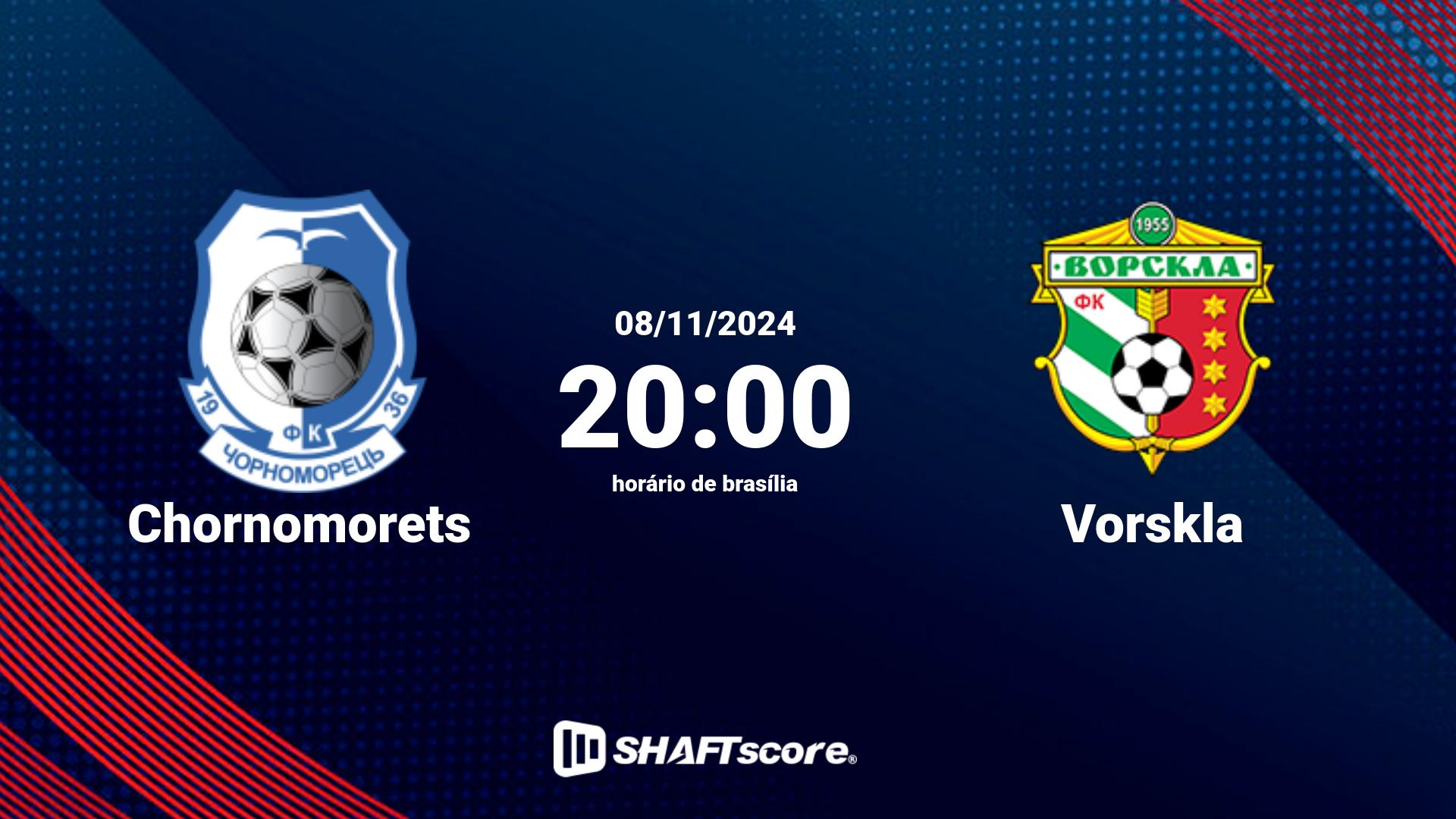 Estatísticas do jogo Chornomorets vs Vorskla 08.11 20:00