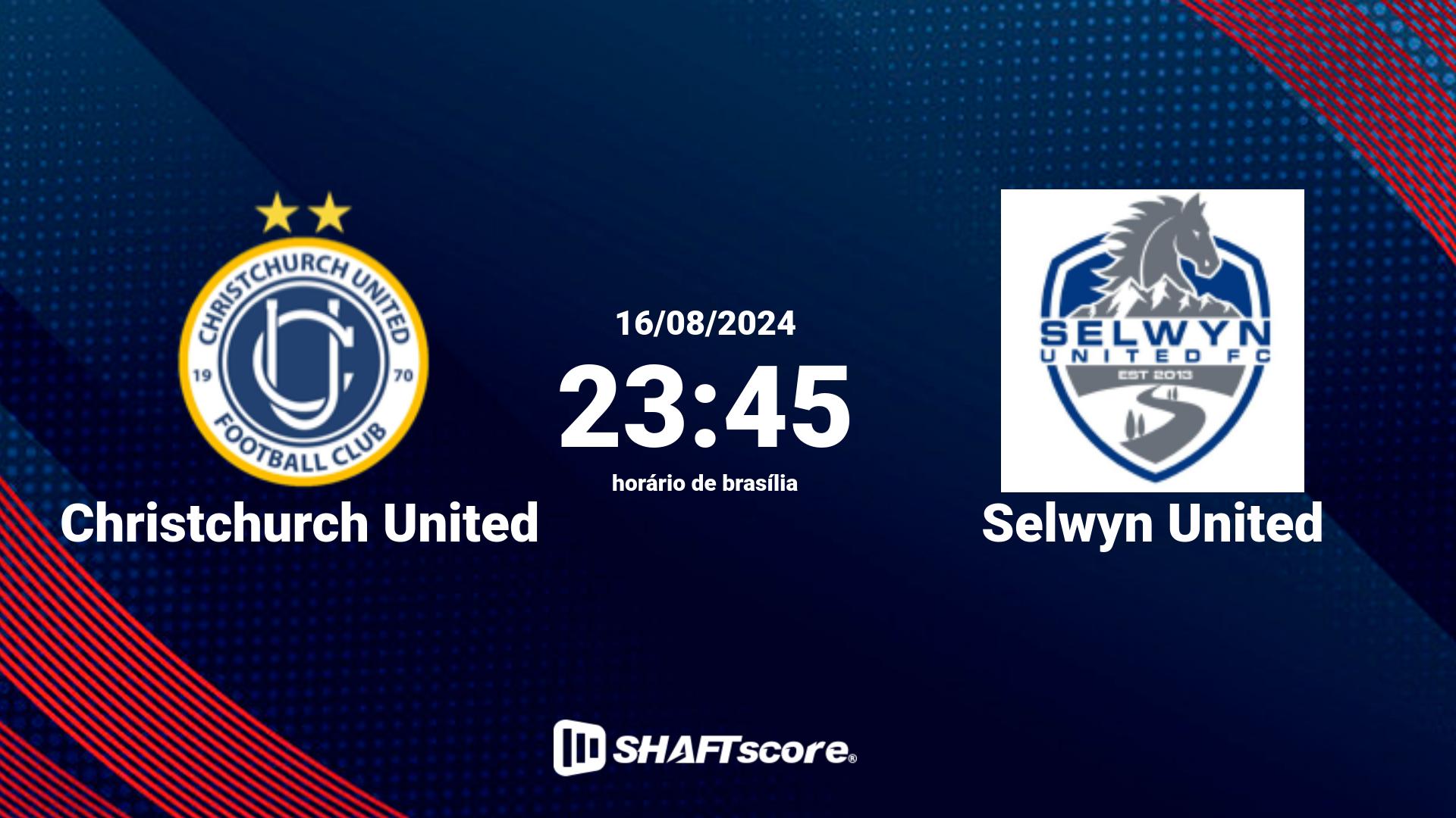 Estatísticas do jogo Christchurch United vs Selwyn United 16.08 23:45