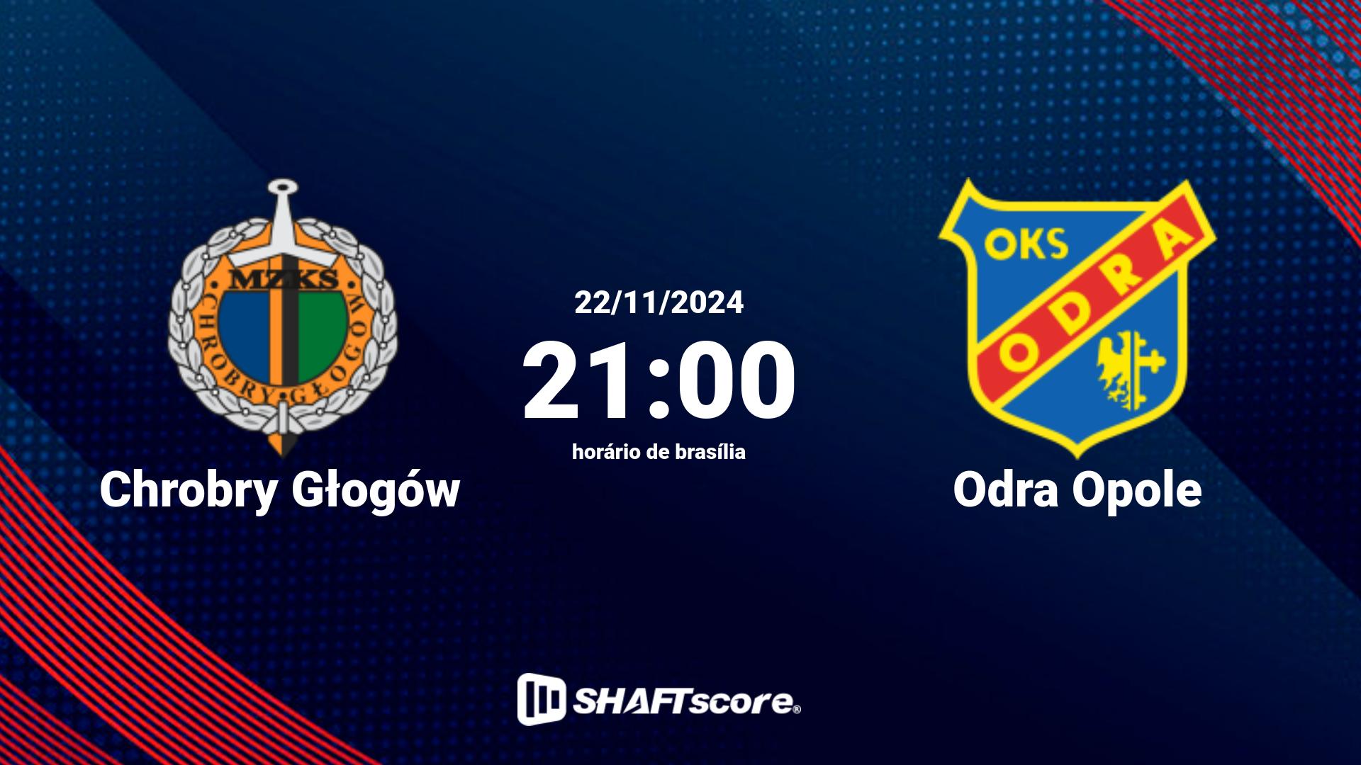 Estatísticas do jogo Chrobry Głogów vs Odra Opole 22.11 21:00