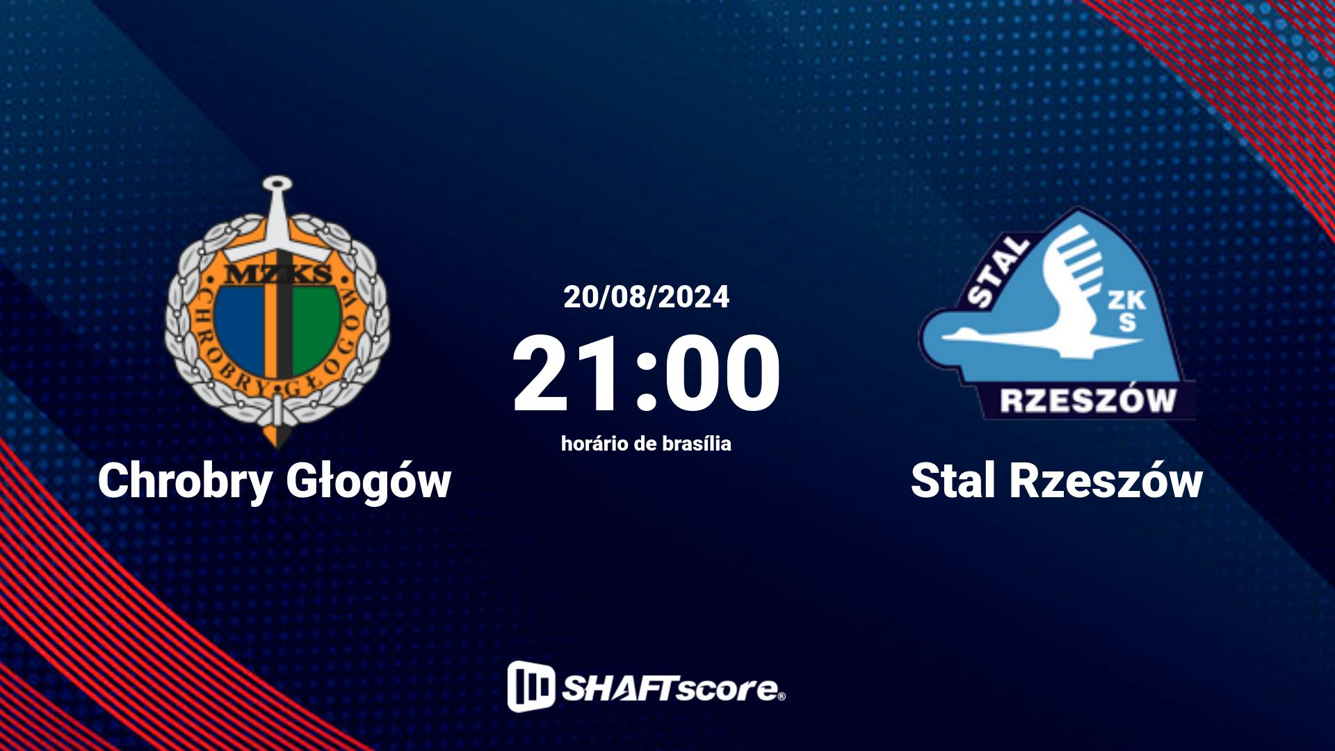 Estatísticas do jogo Chrobry Głogów vs Stal Rzeszów 20.08 21:00
