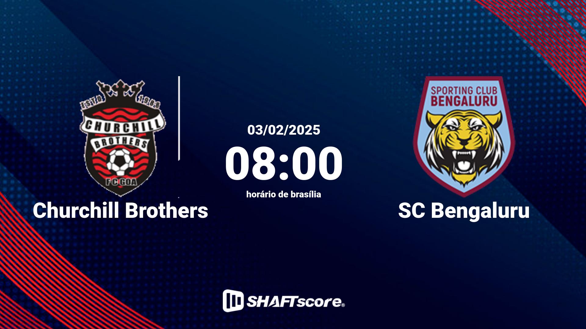 Estatísticas do jogo Churchill Brothers vs SC Bengaluru 03.02 08:00