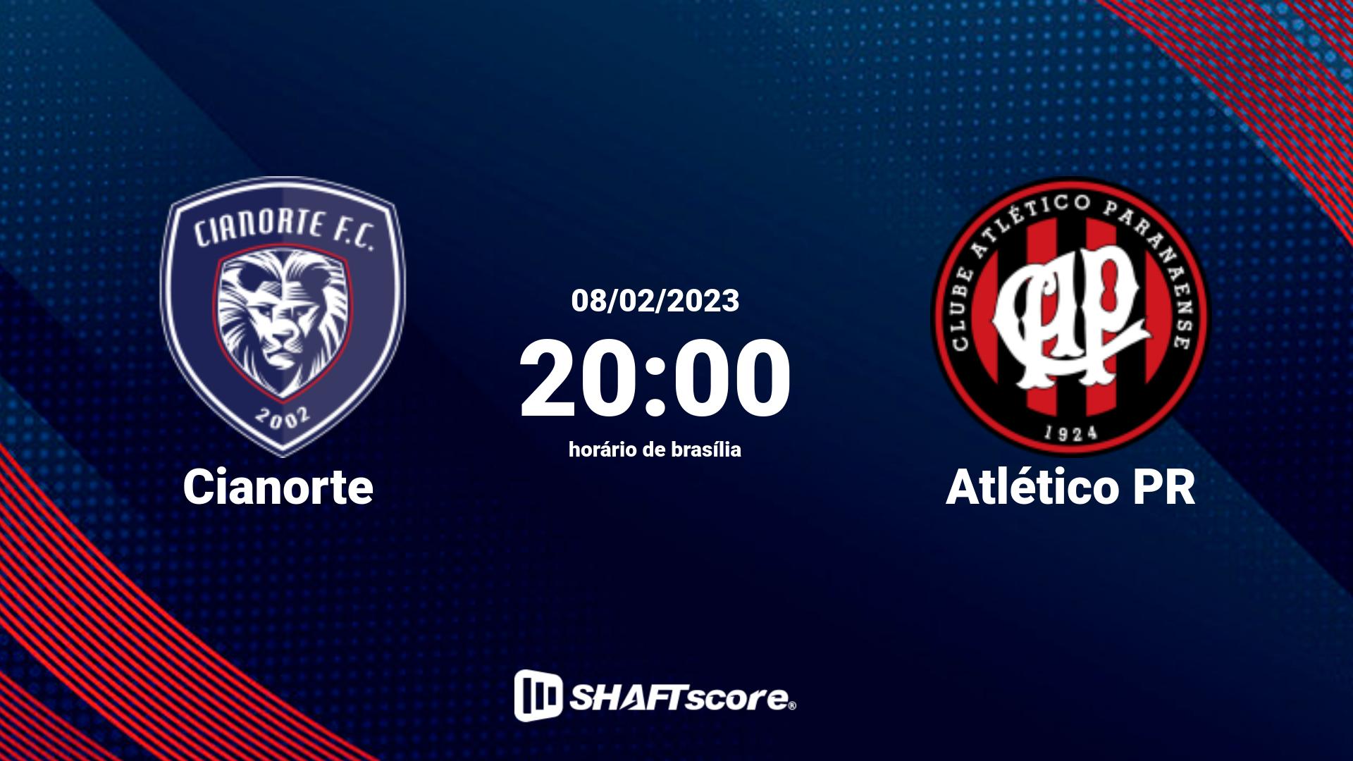 Estatísticas do jogo Cianorte vs Atlético PR 08.02 20:00