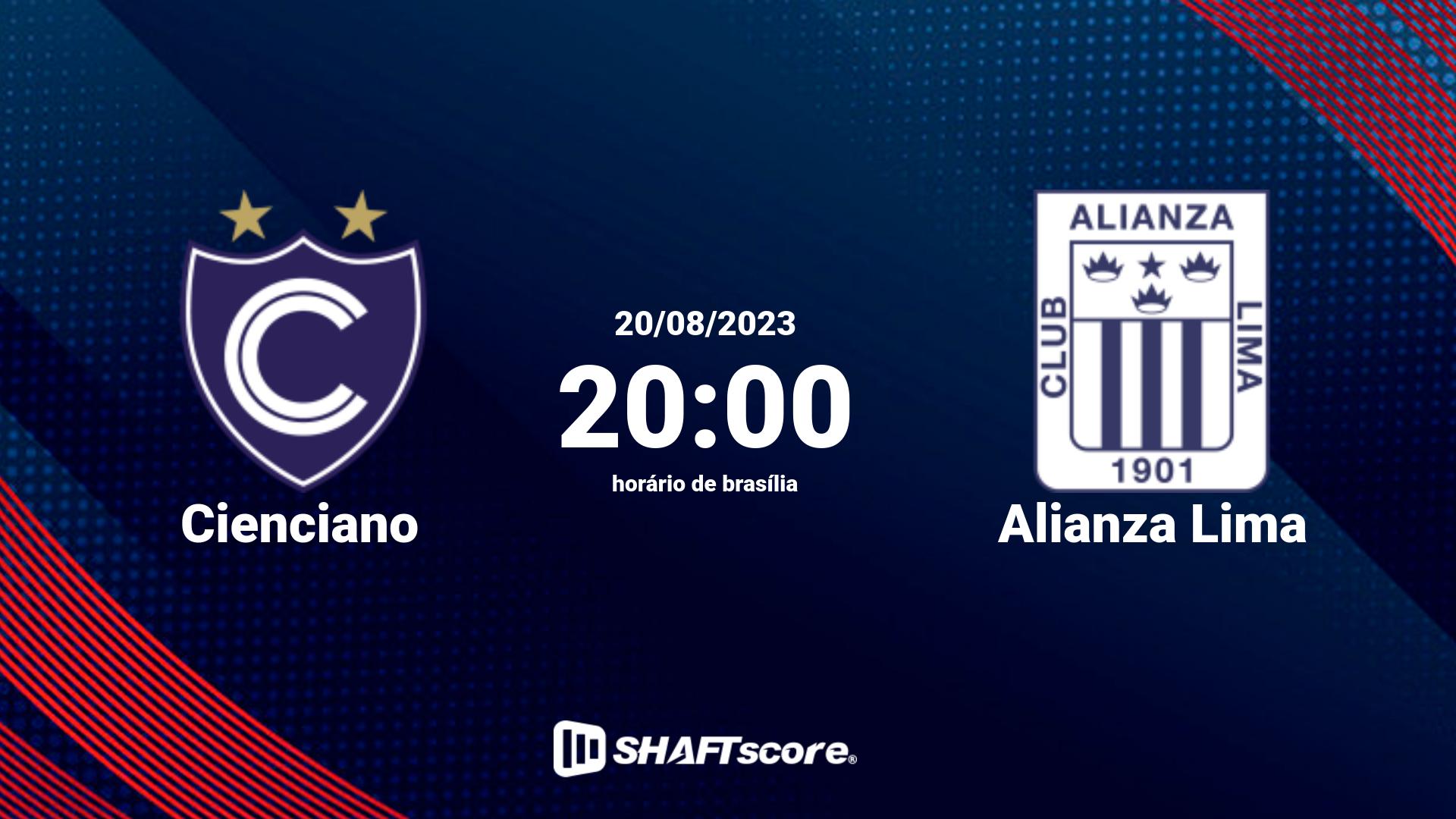 Estatísticas do jogo Cienciano vs Alianza Lima 20.08 20:00