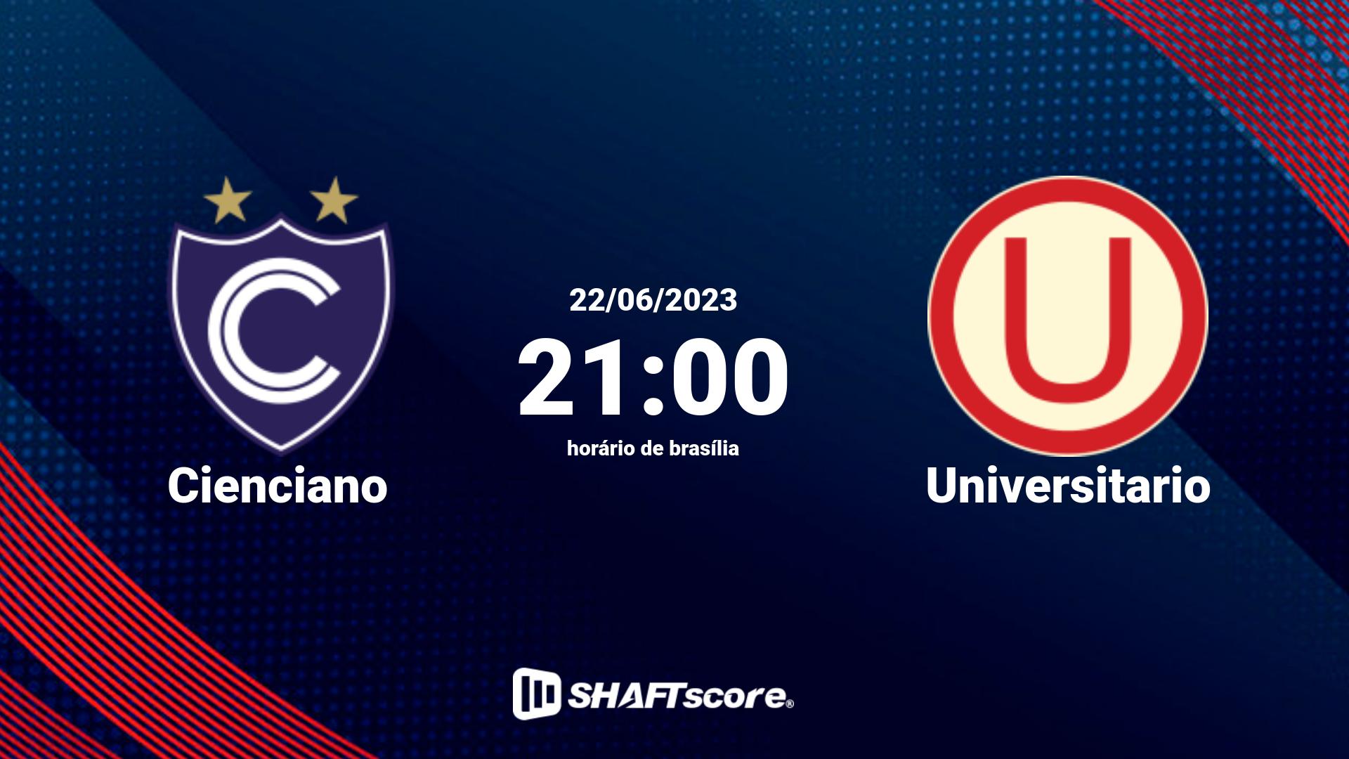 Estatísticas do jogo Cienciano vs Universitario 22.06 21:00