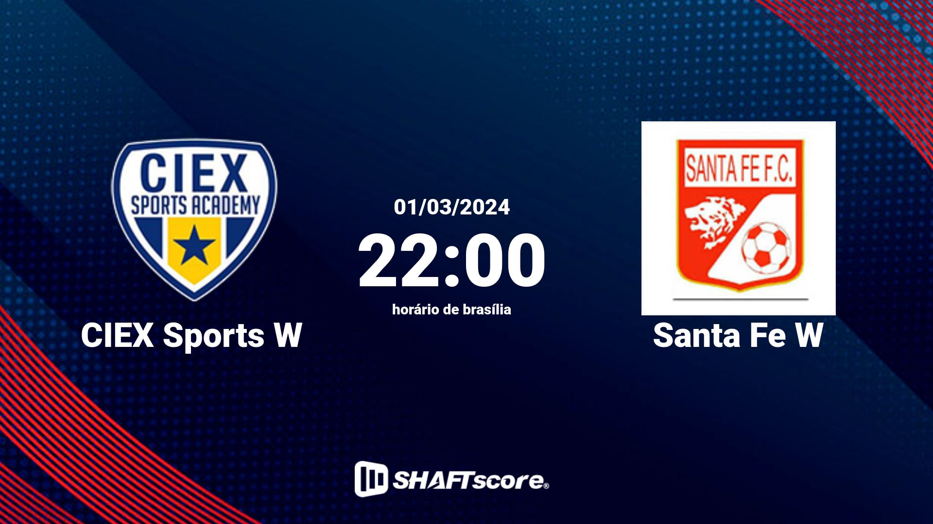 Estatísticas do jogo CIEX Sports W vs Santa Fe W 01.03 22:00