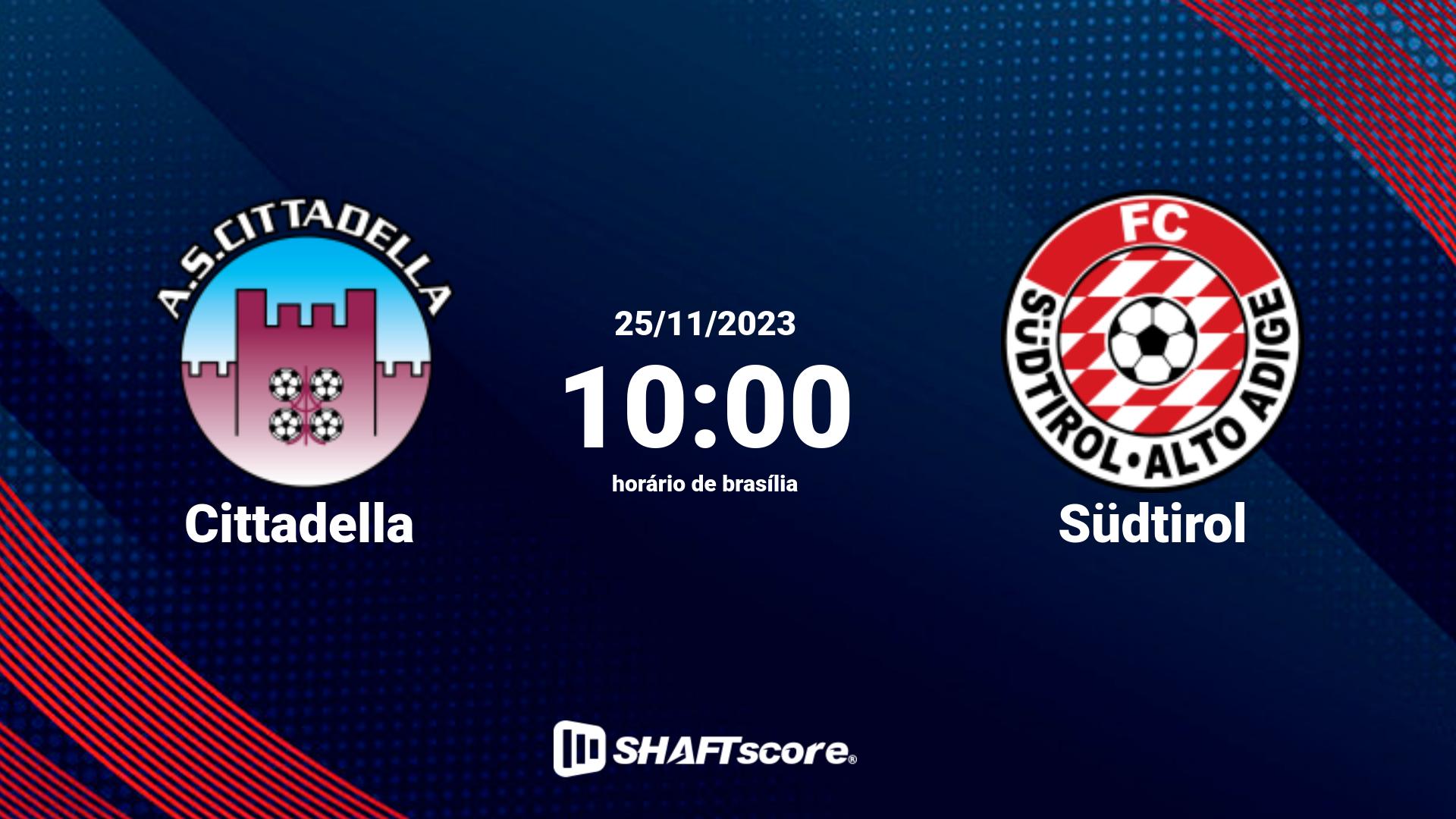 Estatísticas do jogo Cittadella vs Südtirol 25.11 10:00