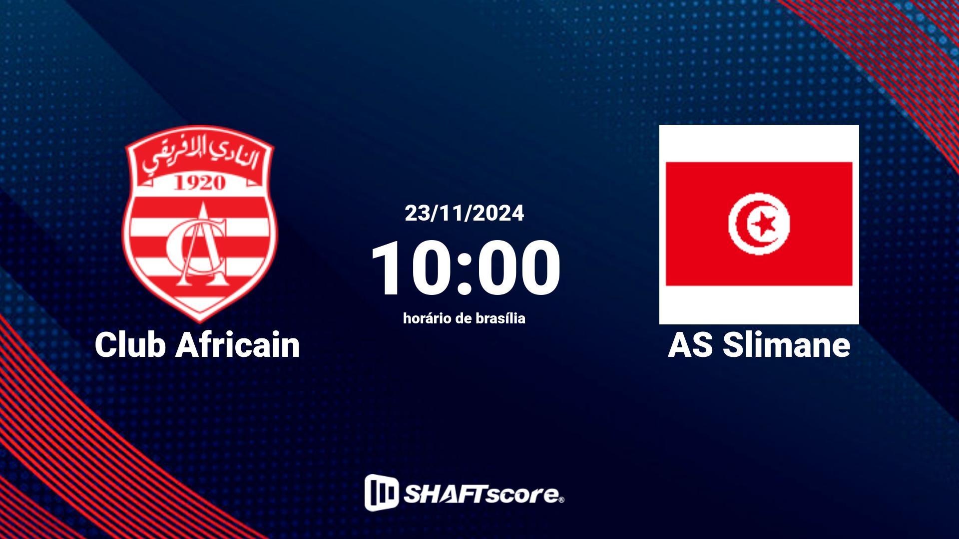 Estatísticas do jogo Club Africain vs AS Slimane 23.11 10:00