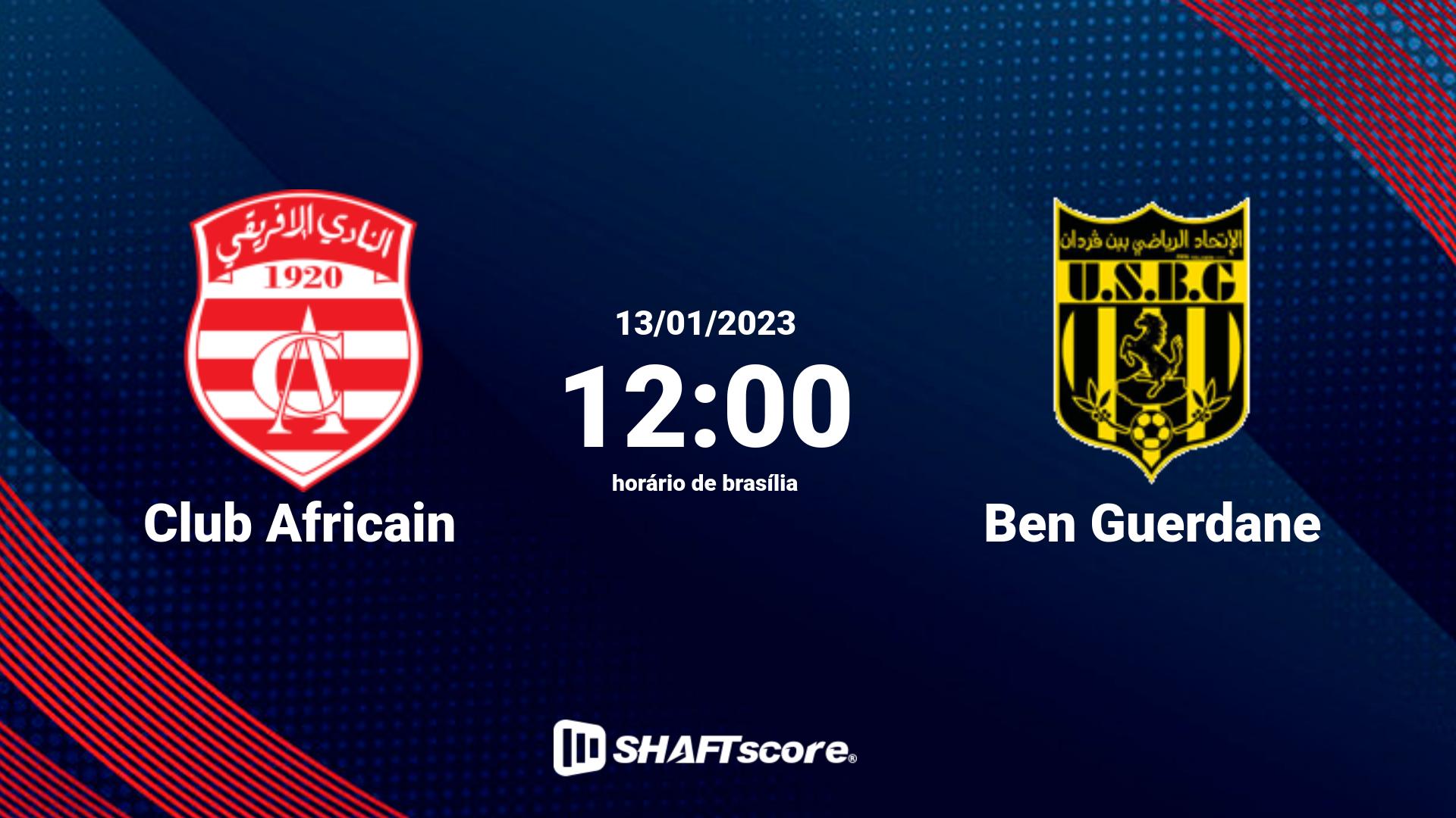 Estatísticas do jogo Club Africain vs Ben Guerdane 13.01 12:00