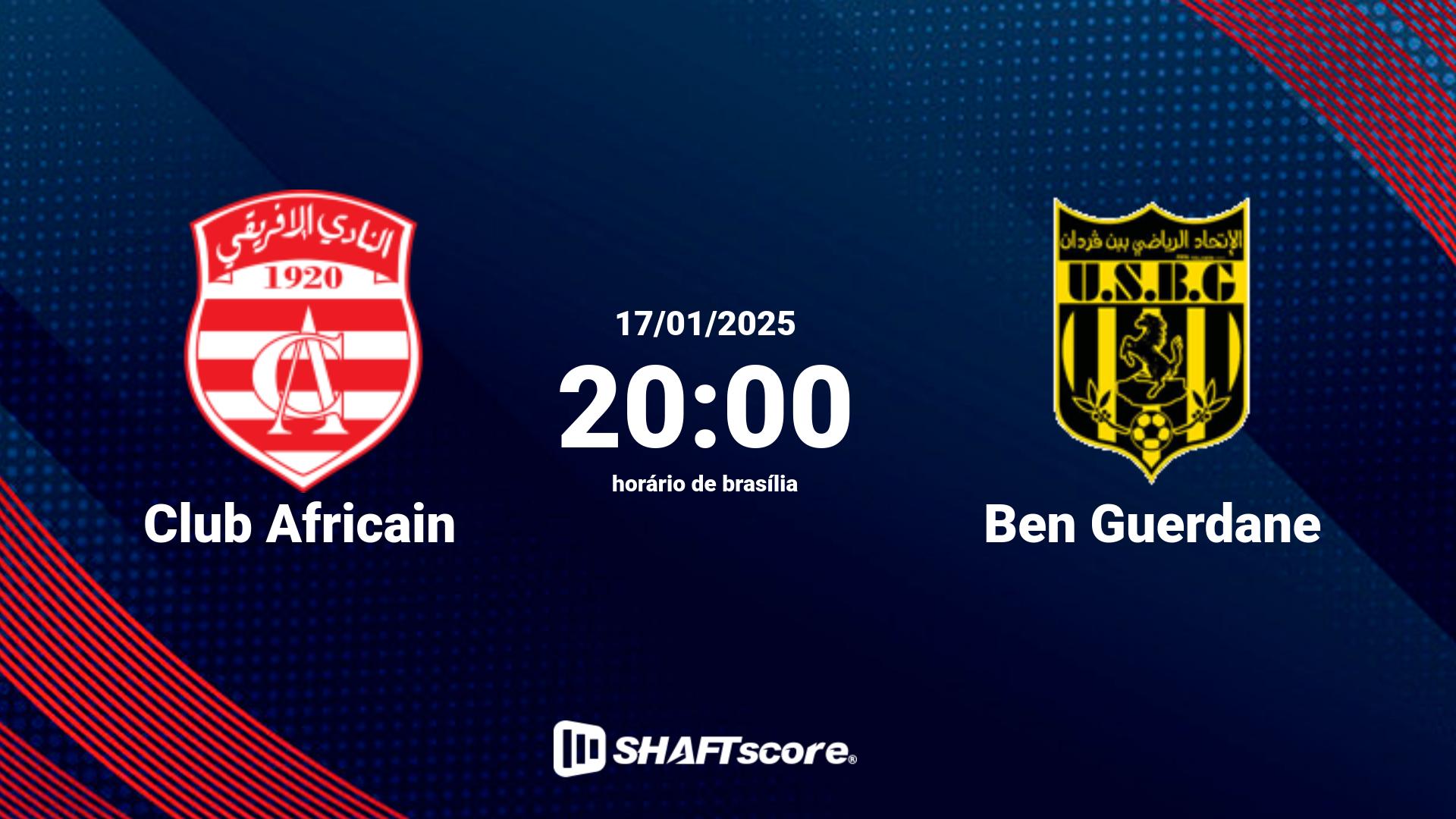 Estatísticas do jogo Club Africain vs Ben Guerdane 17.01 20:00