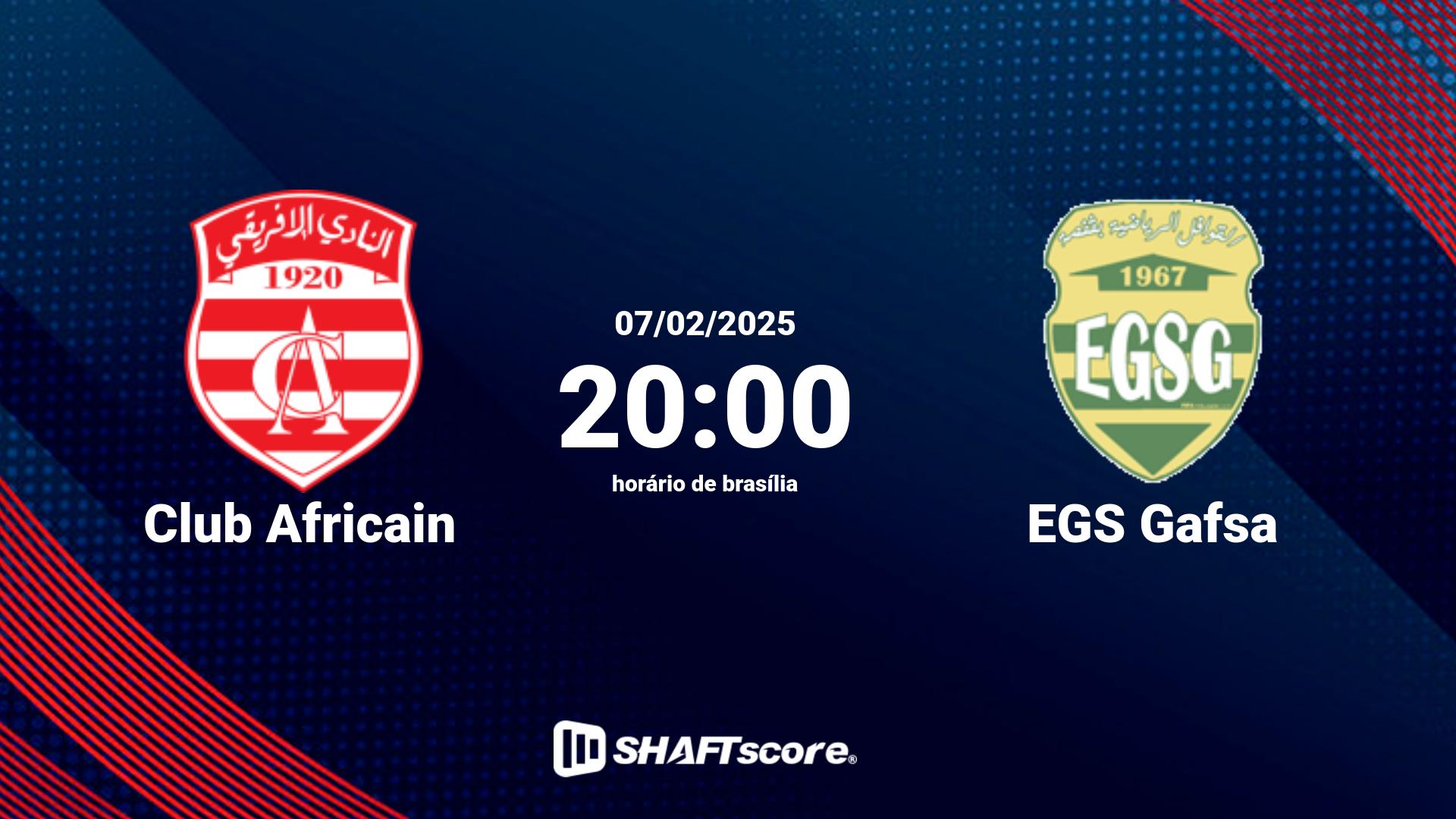 Estatísticas do jogo Club Africain vs EGS Gafsa 07.02 20:00