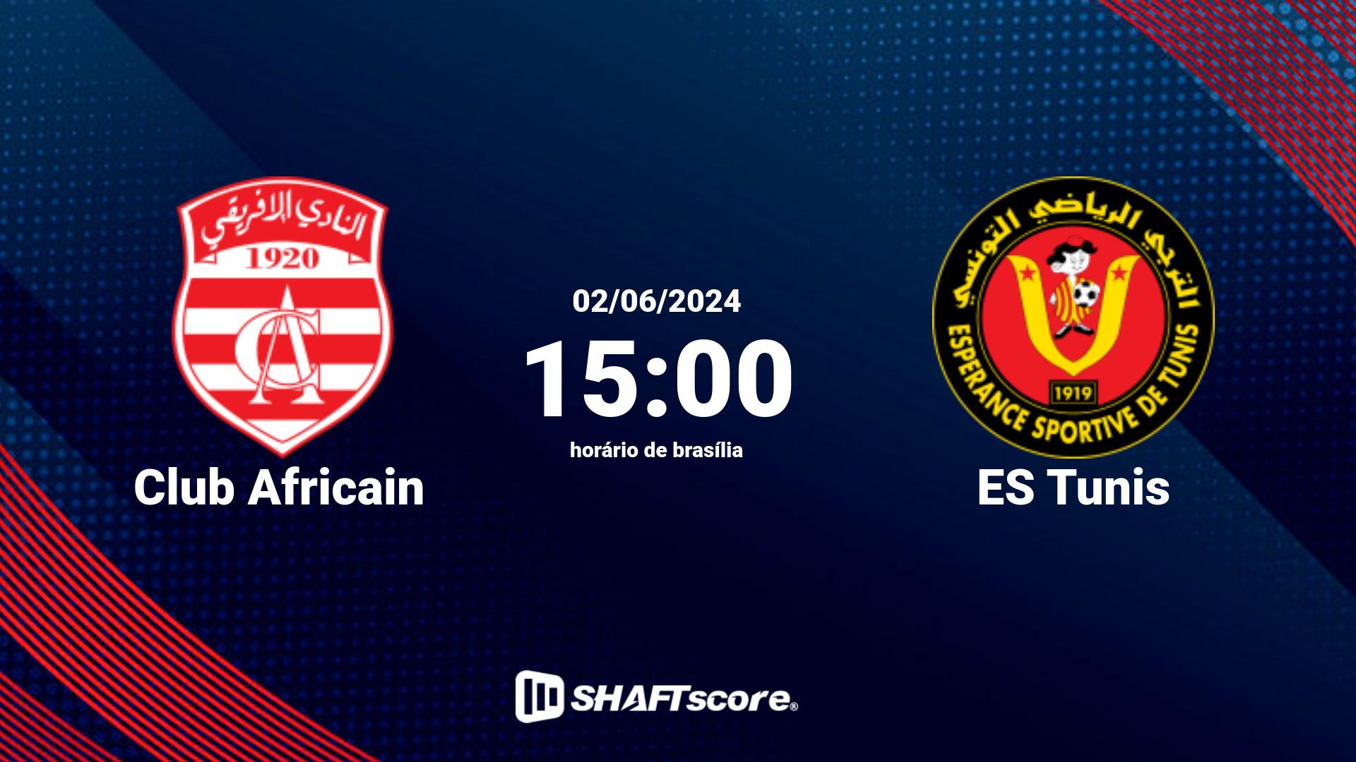 Estatísticas do jogo Club Africain vs ES Tunis 02.06 15:00