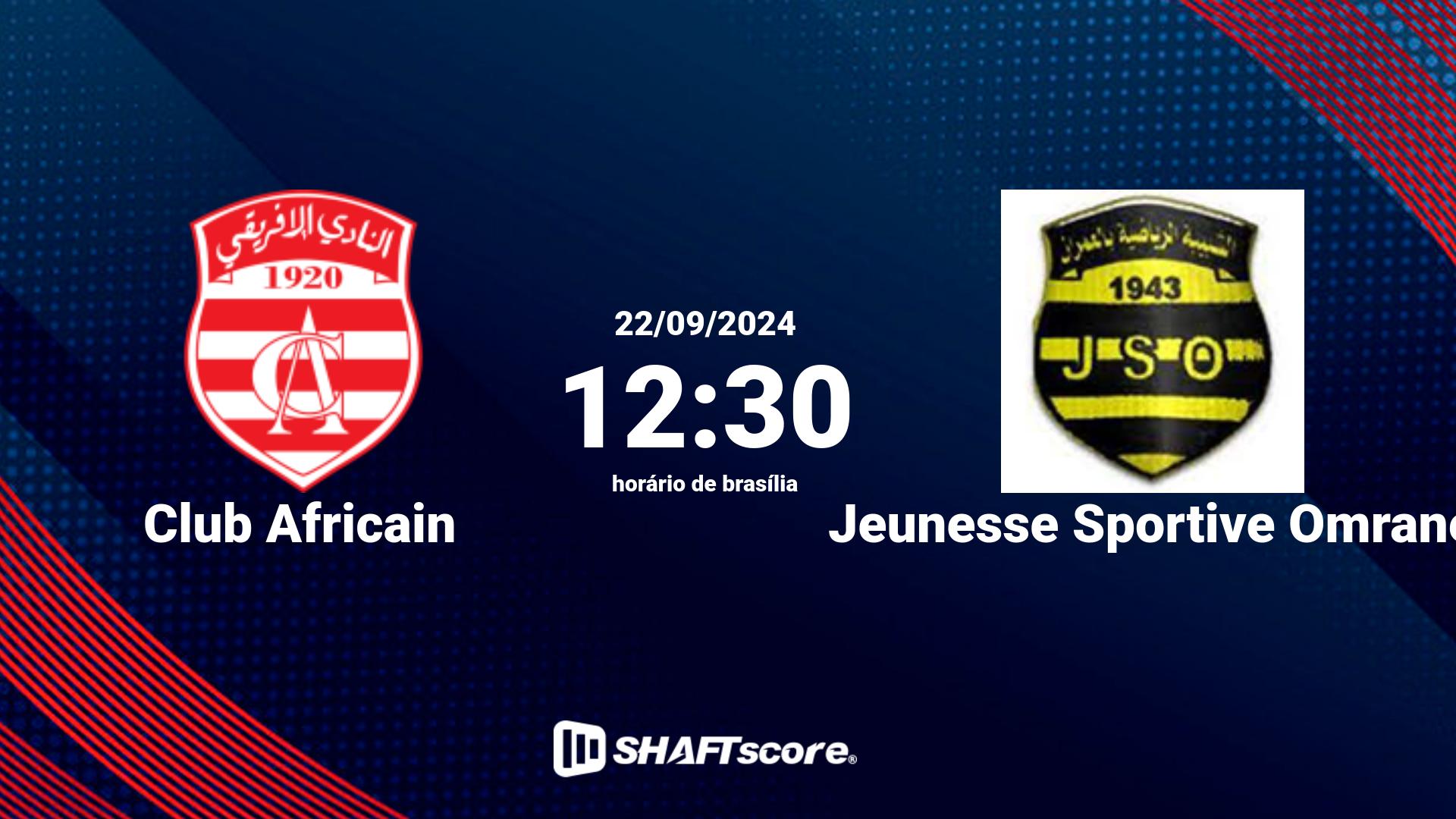 Estatísticas do jogo Club Africain vs Jeunesse Sportive Omrane 22.09 12:30