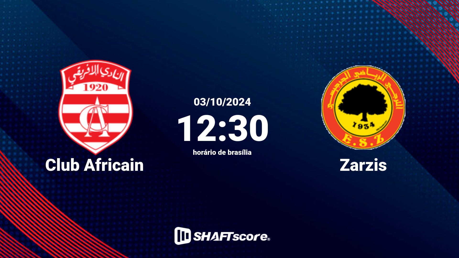 Estatísticas do jogo Club Africain vs Zarzis 03.10 12:30