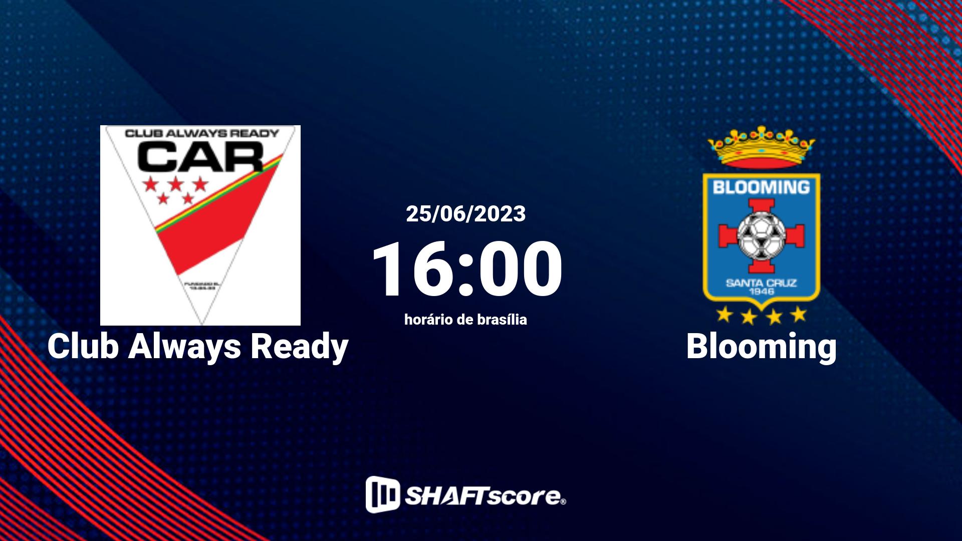 Estatísticas do jogo Club Always Ready vs Blooming 25.06 16:00