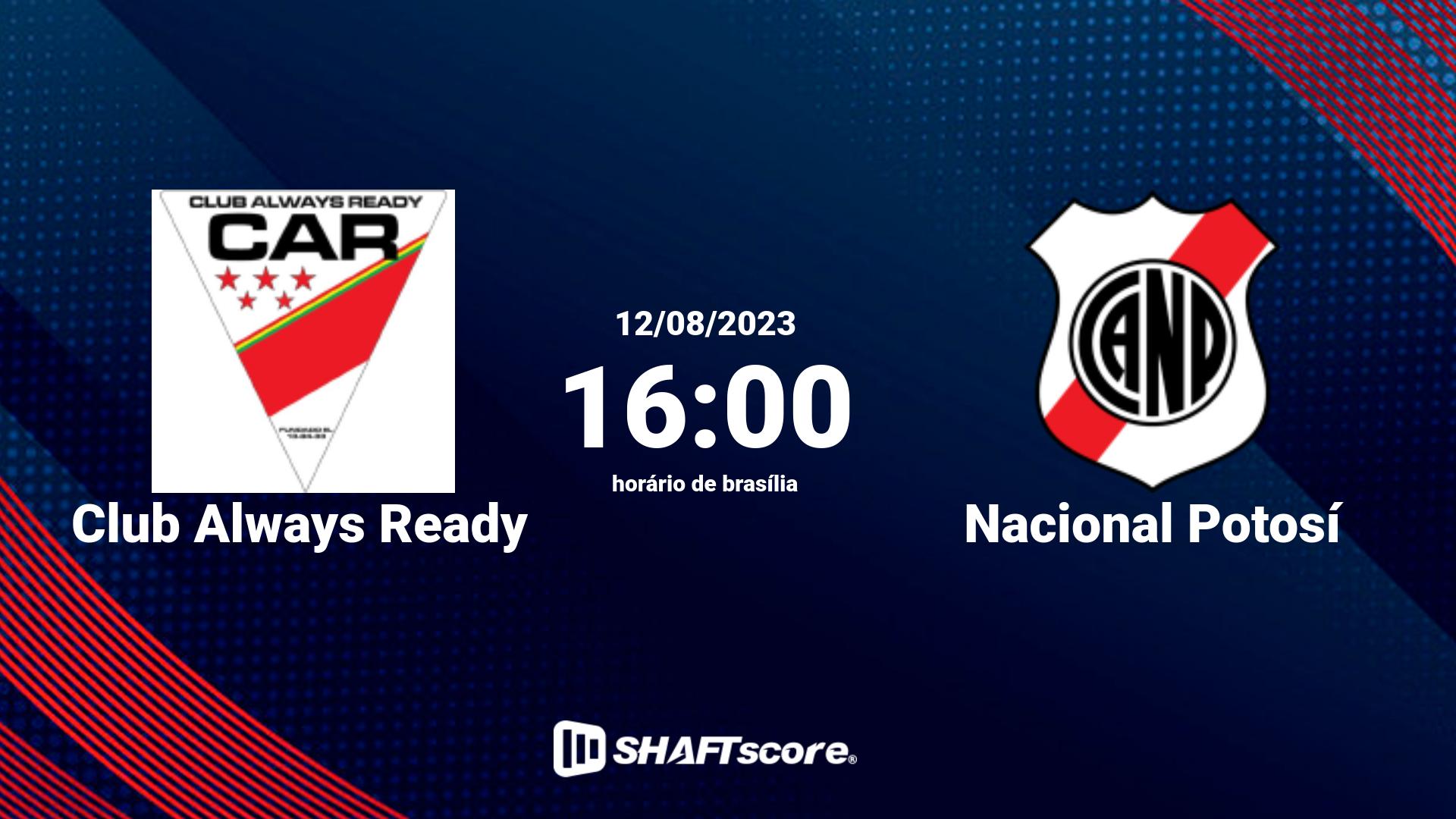 Estatísticas do jogo Club Always Ready vs Nacional Potosí 12.08 16:00