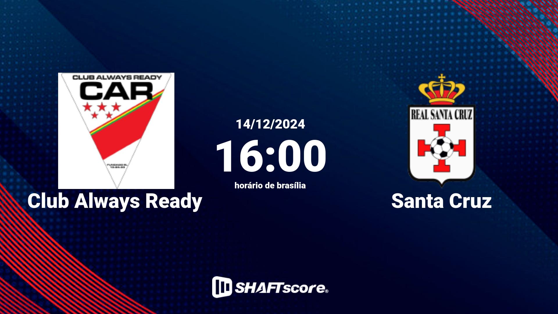 Estatísticas do jogo Club Always Ready vs Santa Cruz 14.12 16:00