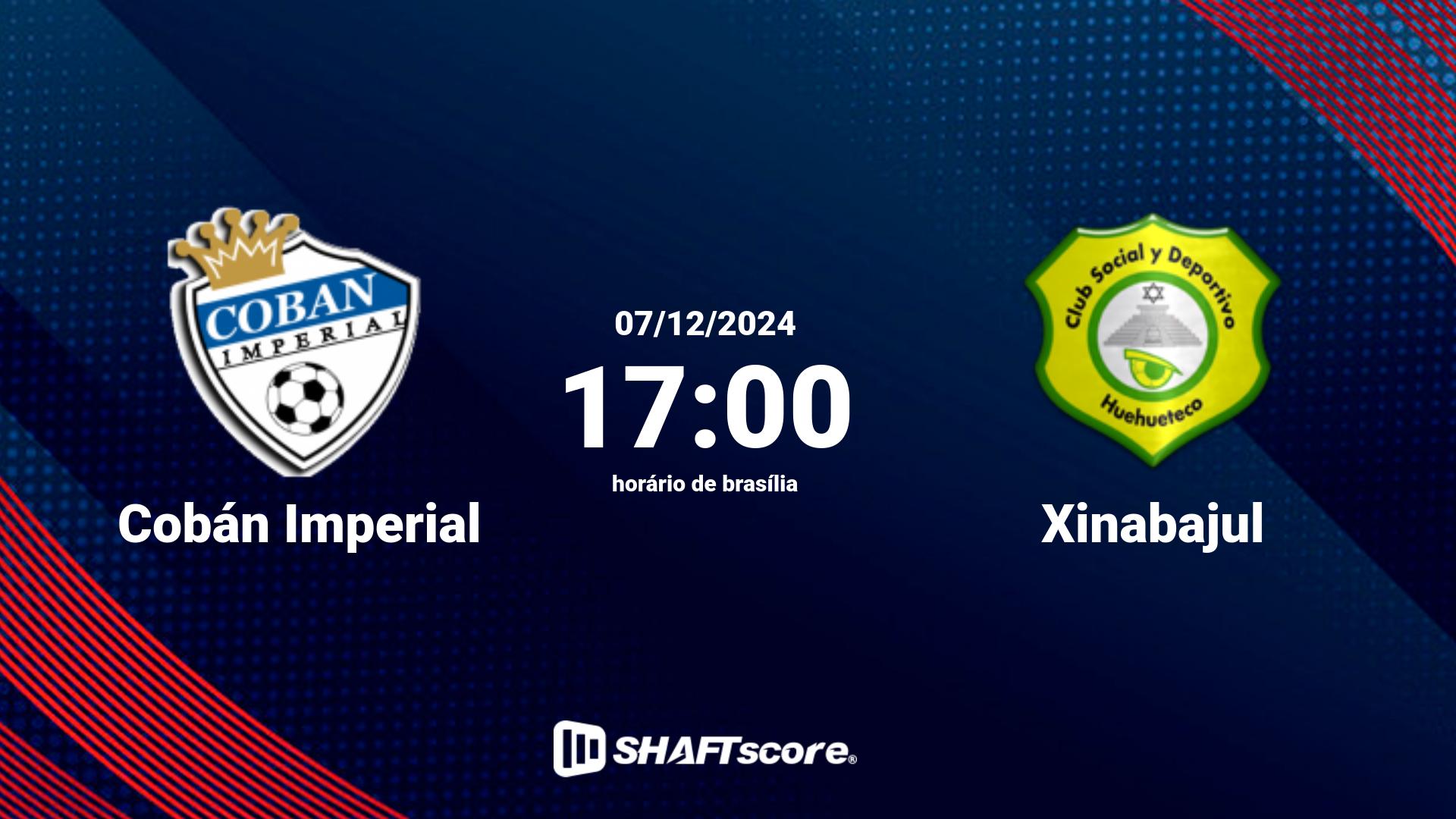 Estatísticas do jogo Cobán Imperial vs Xinabajul 07.12 17:00