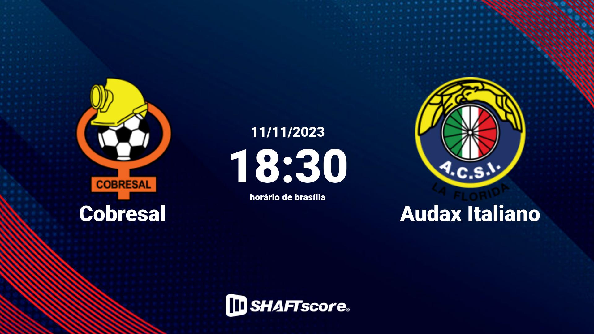 Estatísticas do jogo Cobresal vs Audax Italiano 11.11 18:30