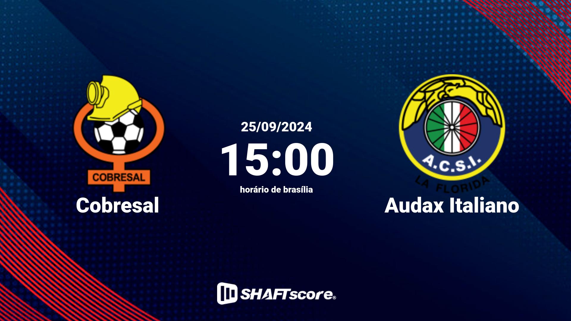 Estatísticas do jogo Cobresal vs Audax Italiano 25.09 15:00