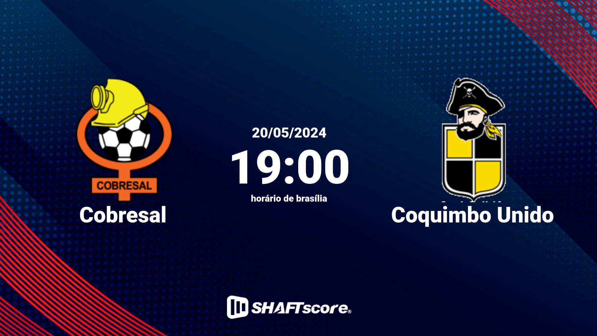 Estatísticas do jogo Cobresal vs Coquimbo Unido 20.05 19:00