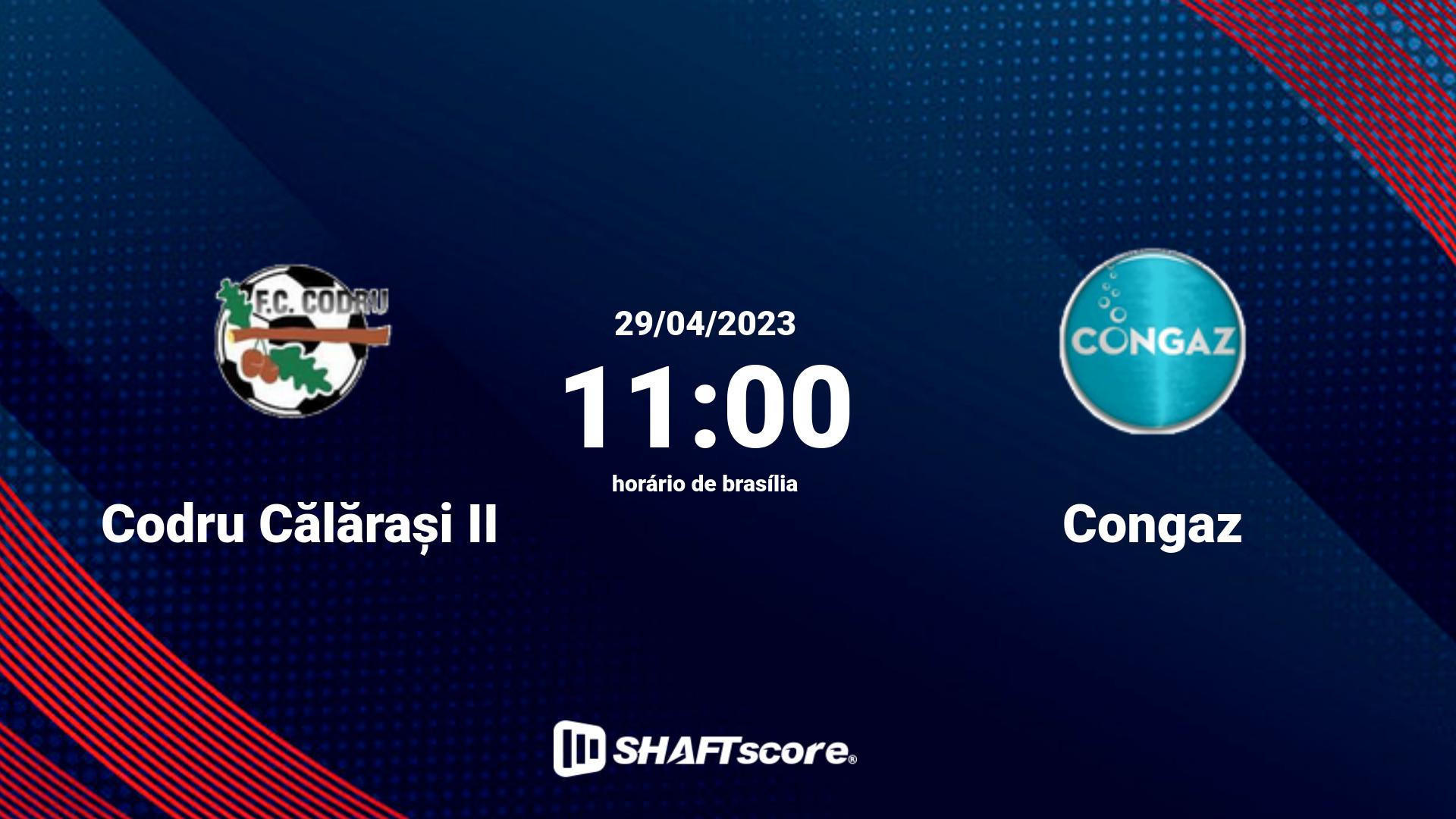 Estatísticas do jogo Codru Călărași II vs Congaz 29.04 11:00