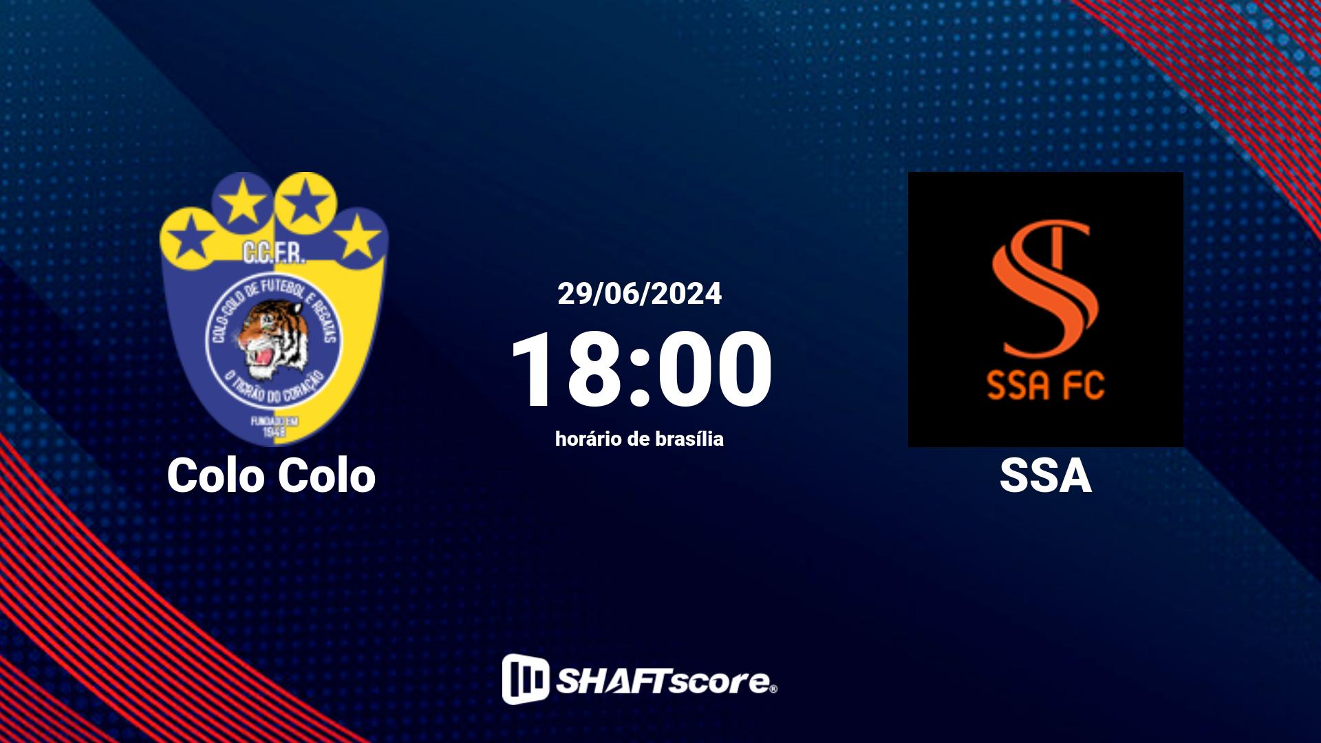 Estatísticas do jogo Colo Colo vs SSA 29.06 18:00
