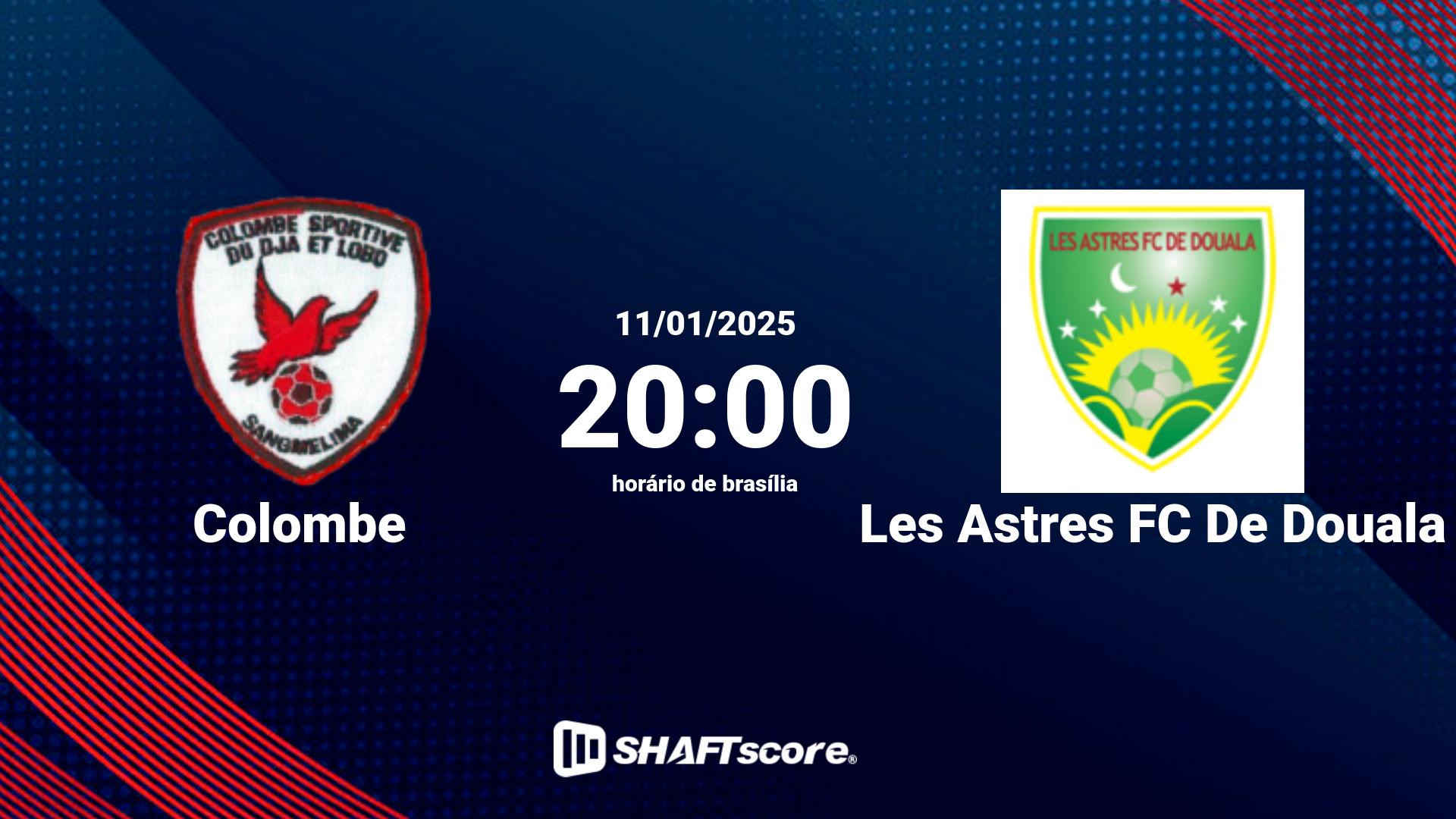 Estatísticas do jogo Colombe vs Les Astres FC De Douala 11.01 20:00