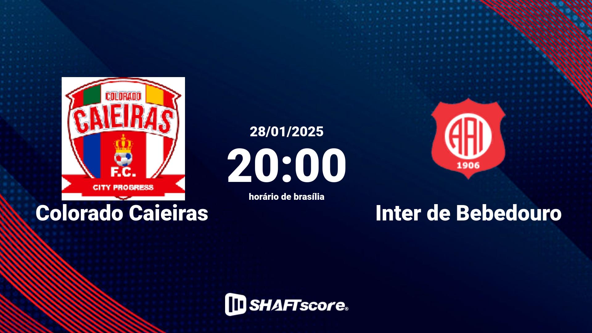 Estatísticas do jogo Colorado Caieiras vs Inter de Bebedouro 28.01 20:00