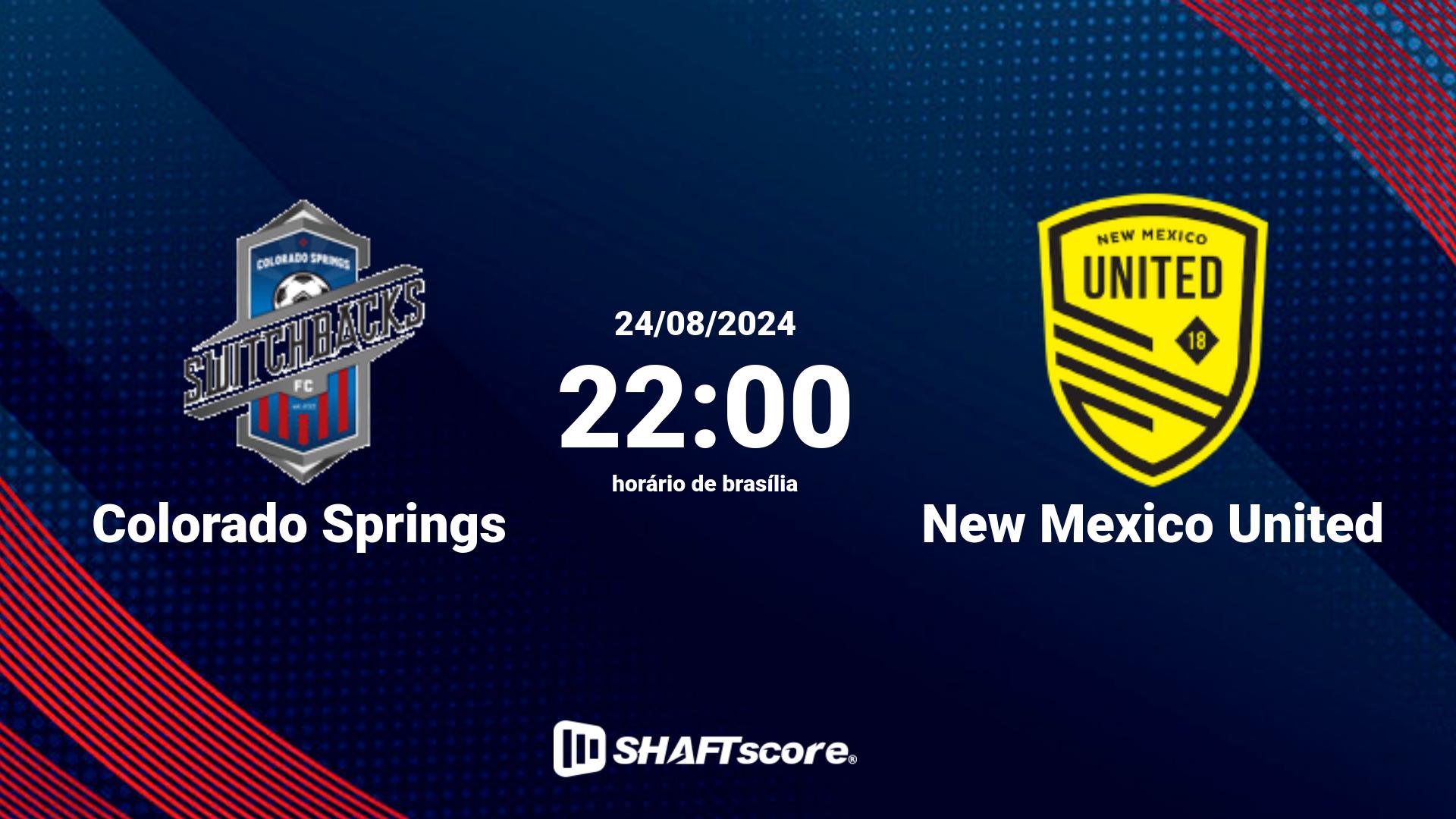 Estatísticas do jogo Colorado Springs vs New Mexico United 24.08 22:00