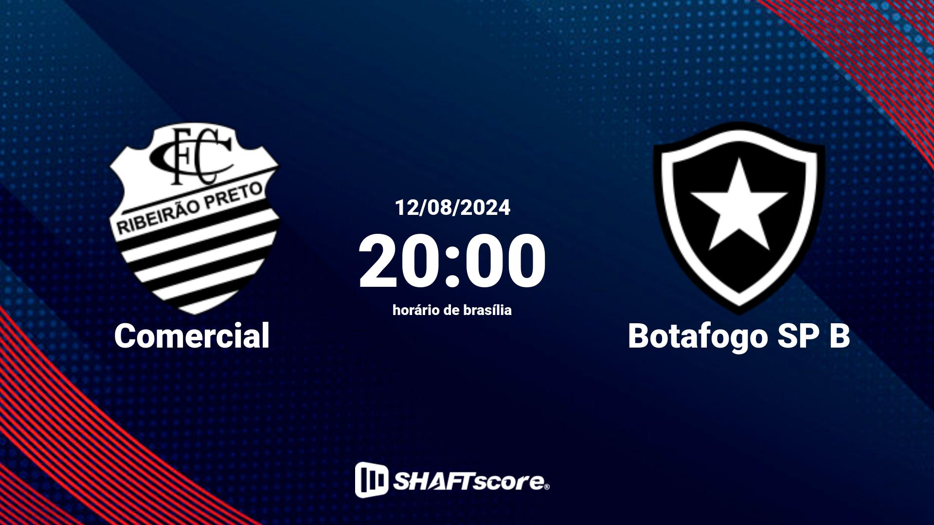 Estatísticas do jogo Comercial vs Botafogo SP B 12.08 20:00