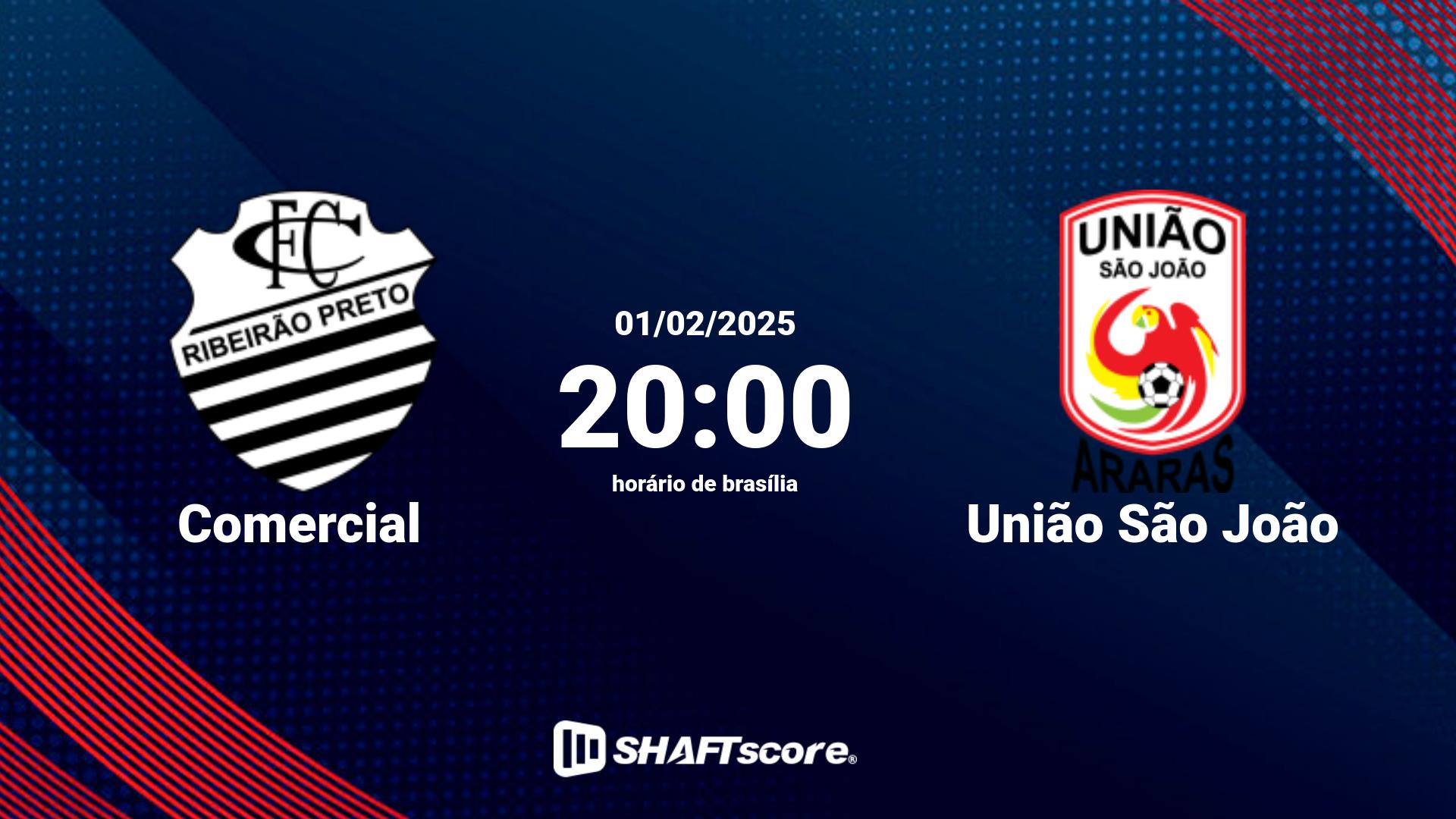 Estatísticas do jogo Comercial vs União São João 01.02 20:00