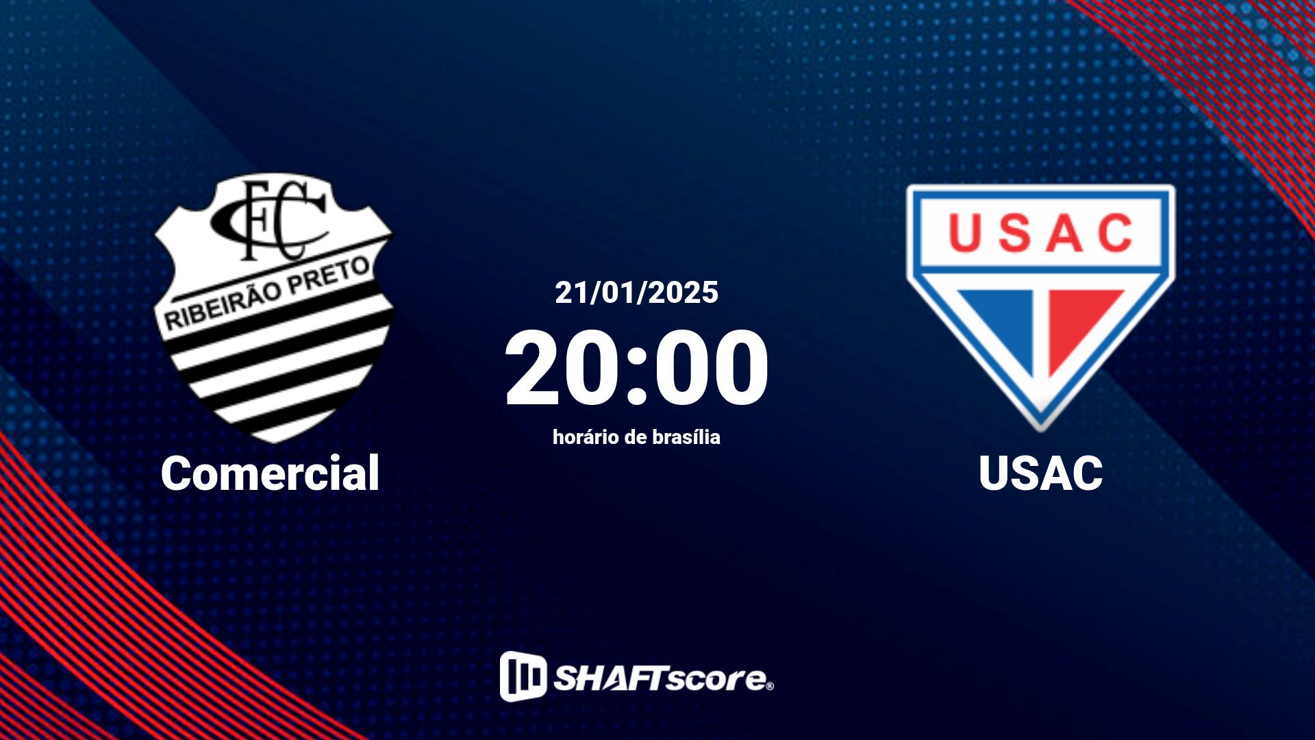 Estatísticas do jogo Comercial vs USAC 21.01 20:00