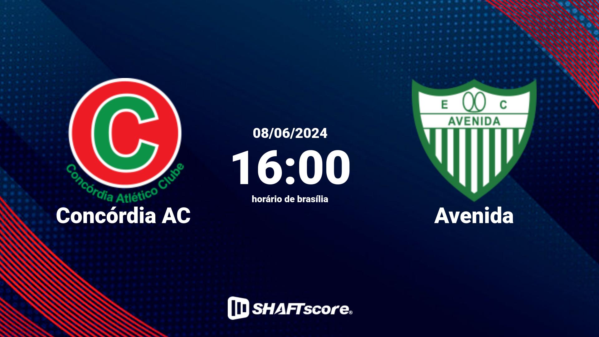 Estatísticas do jogo Concórdia AC vs Avenida 08.06 16:00