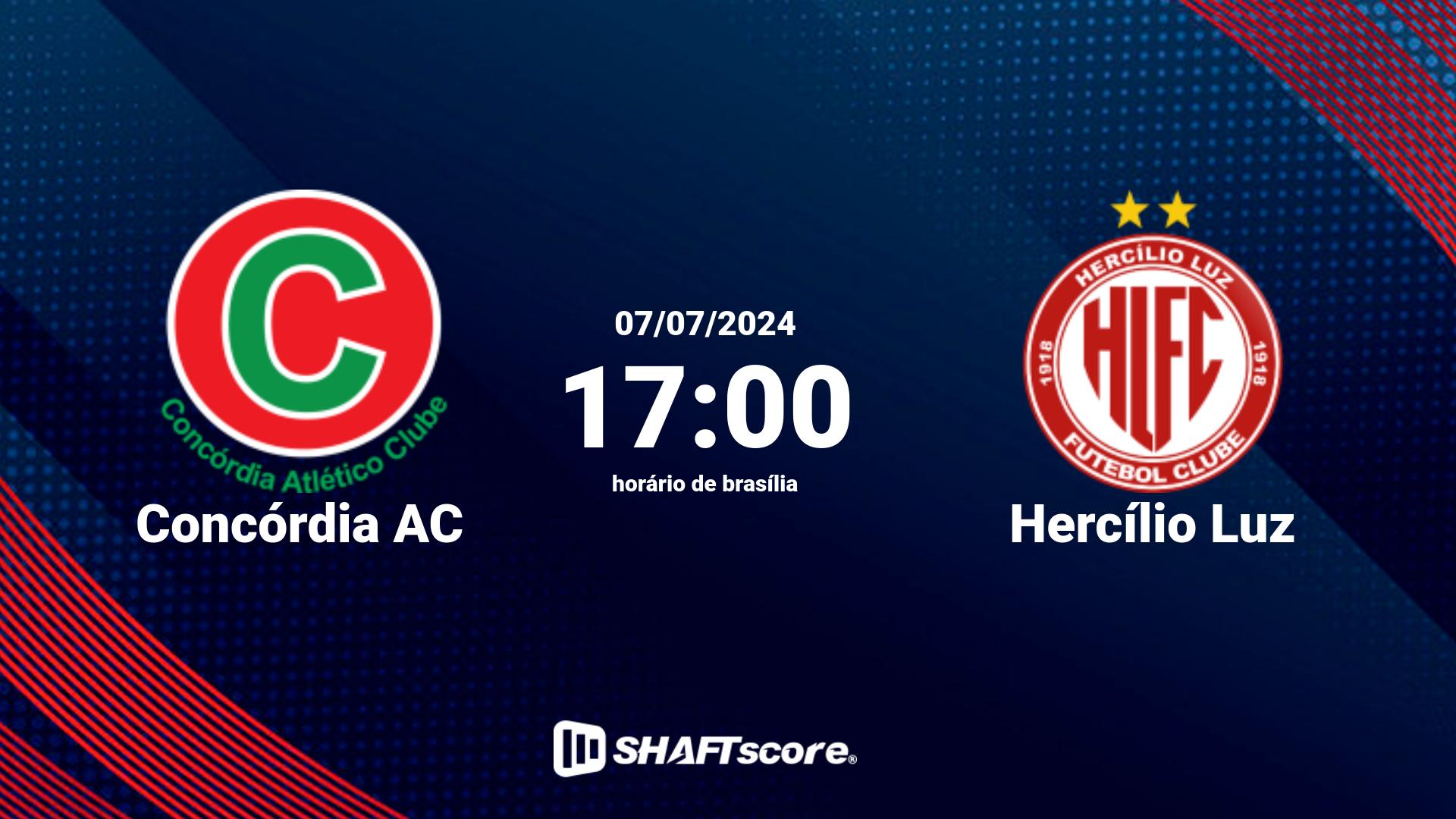 Estatísticas do jogo Concórdia AC vs Hercílio Luz 07.07 17:00