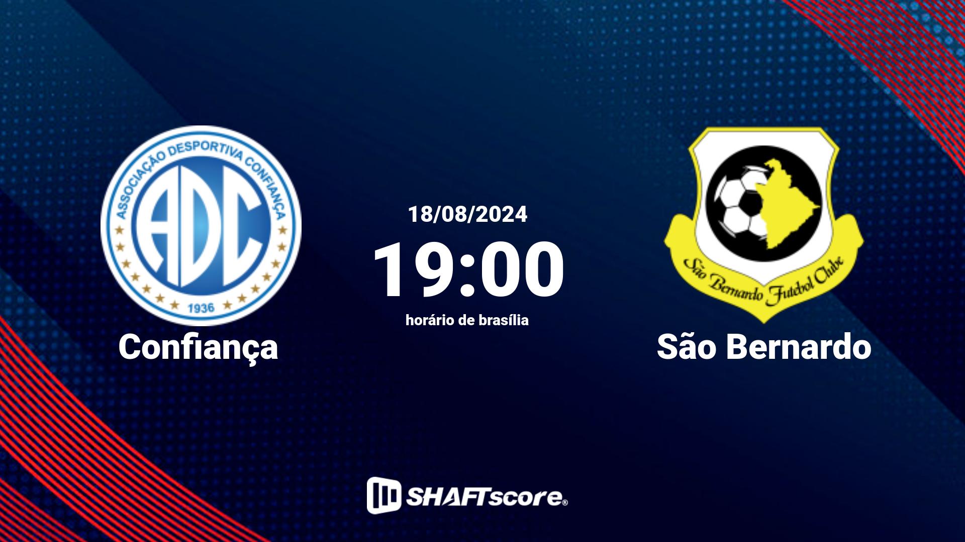 Estatísticas do jogo Confiança vs São Bernardo 18.08 19:00