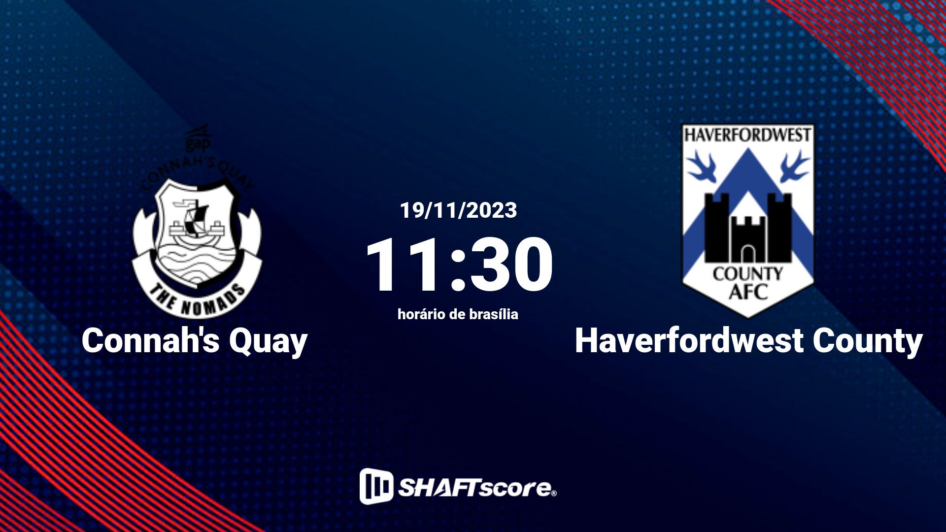 Estatísticas do jogo Connah's Quay vs Haverfordwest County 19.11 11:30