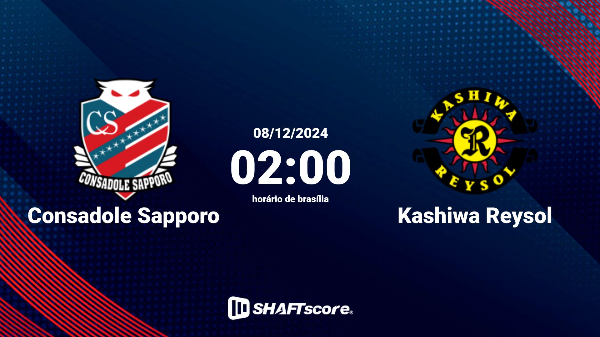 Estatísticas do jogo Consadole Sapporo vs Kashiwa Reysol 08.12 02:00