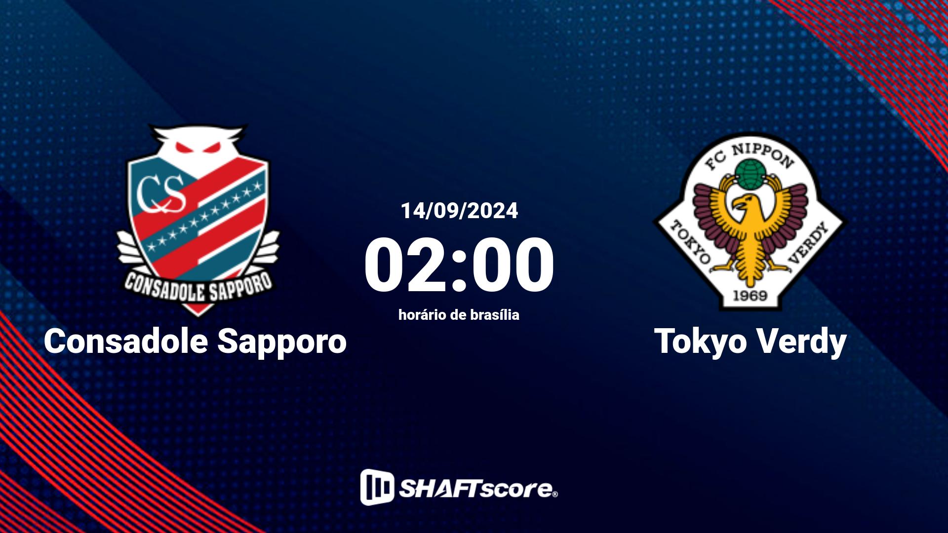 Estatísticas do jogo Consadole Sapporo vs Tokyo Verdy 14.09 02:00