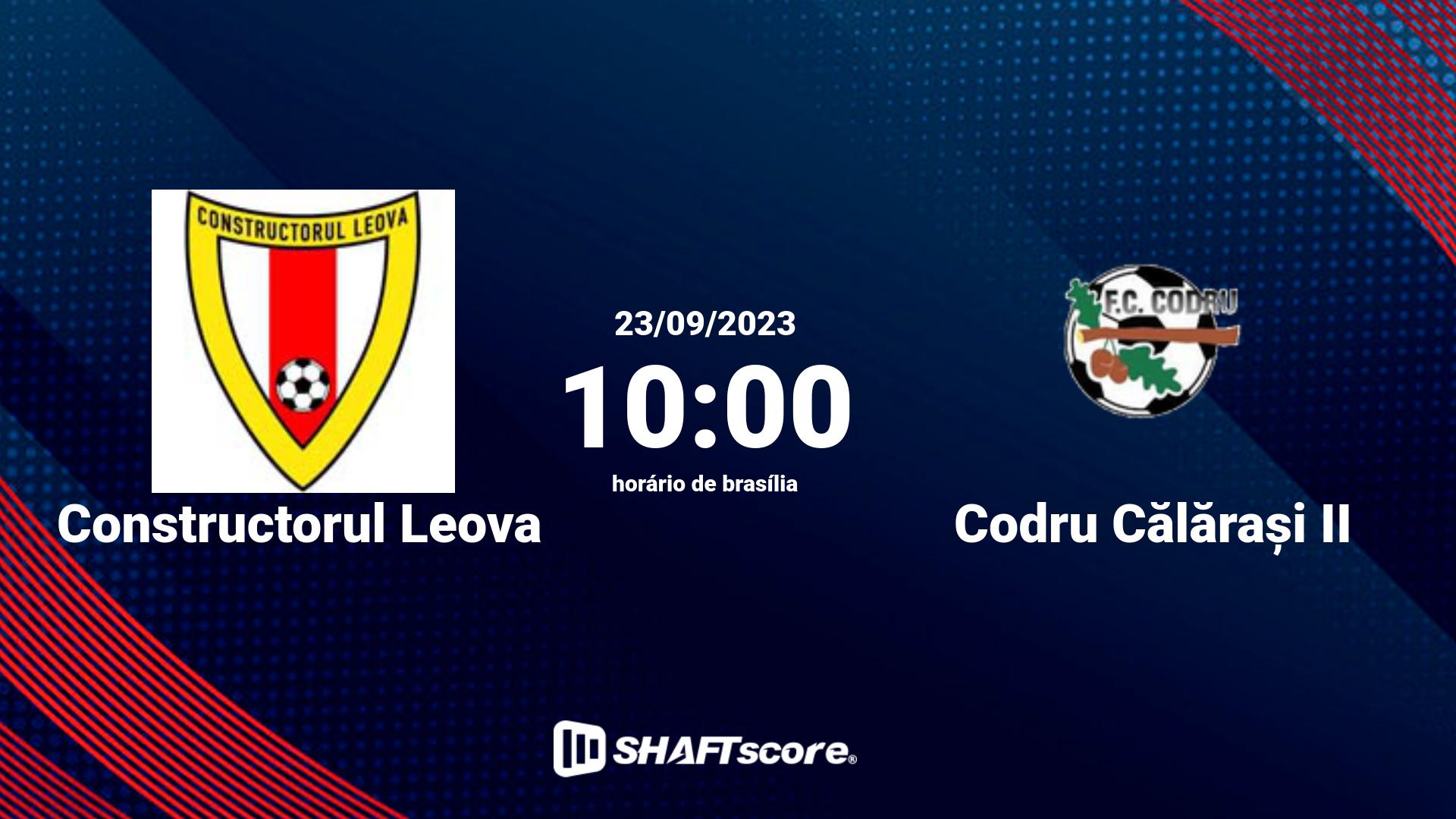 Estatísticas do jogo Constructorul Leova vs Codru Călărași II 23.09 10:00