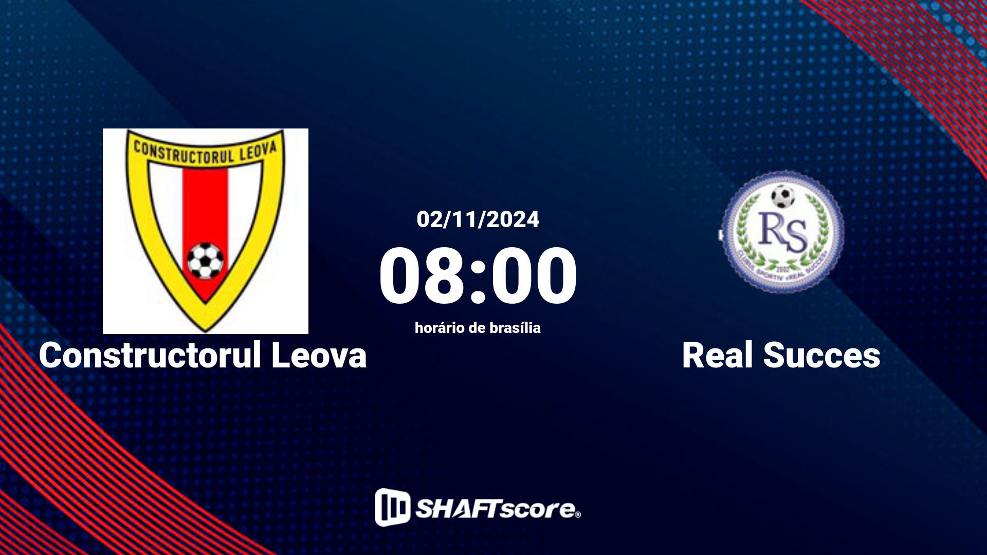 Estatísticas do jogo Constructorul Leova vs Real Succes 02.11 08:00