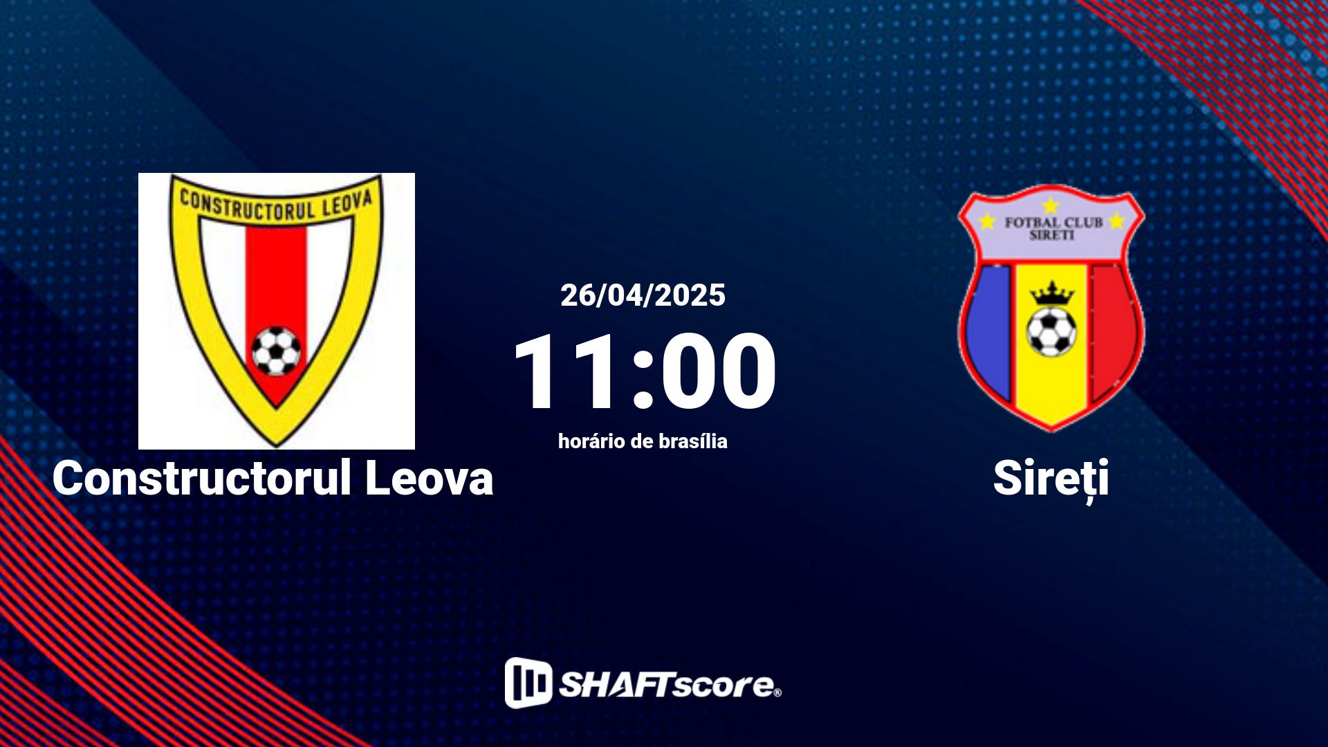 Estatísticas do jogo Constructorul Leova vs Sireți 26.04 11:00