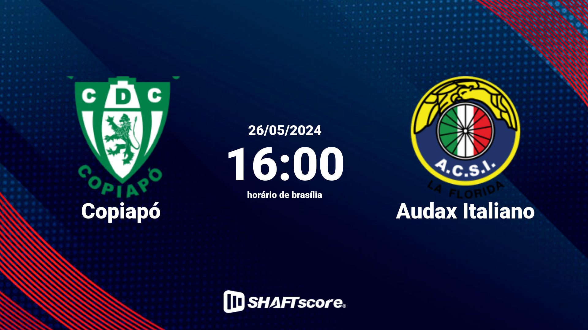 Estatísticas do jogo Copiapó vs Audax Italiano 26.05 16:00